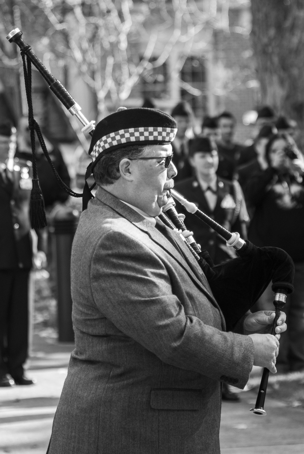 Gary McCutcheon performs Amazing Grace at the 2016 Veterans Day ceremony on the Public Square in Mount Vernon, Ohio.