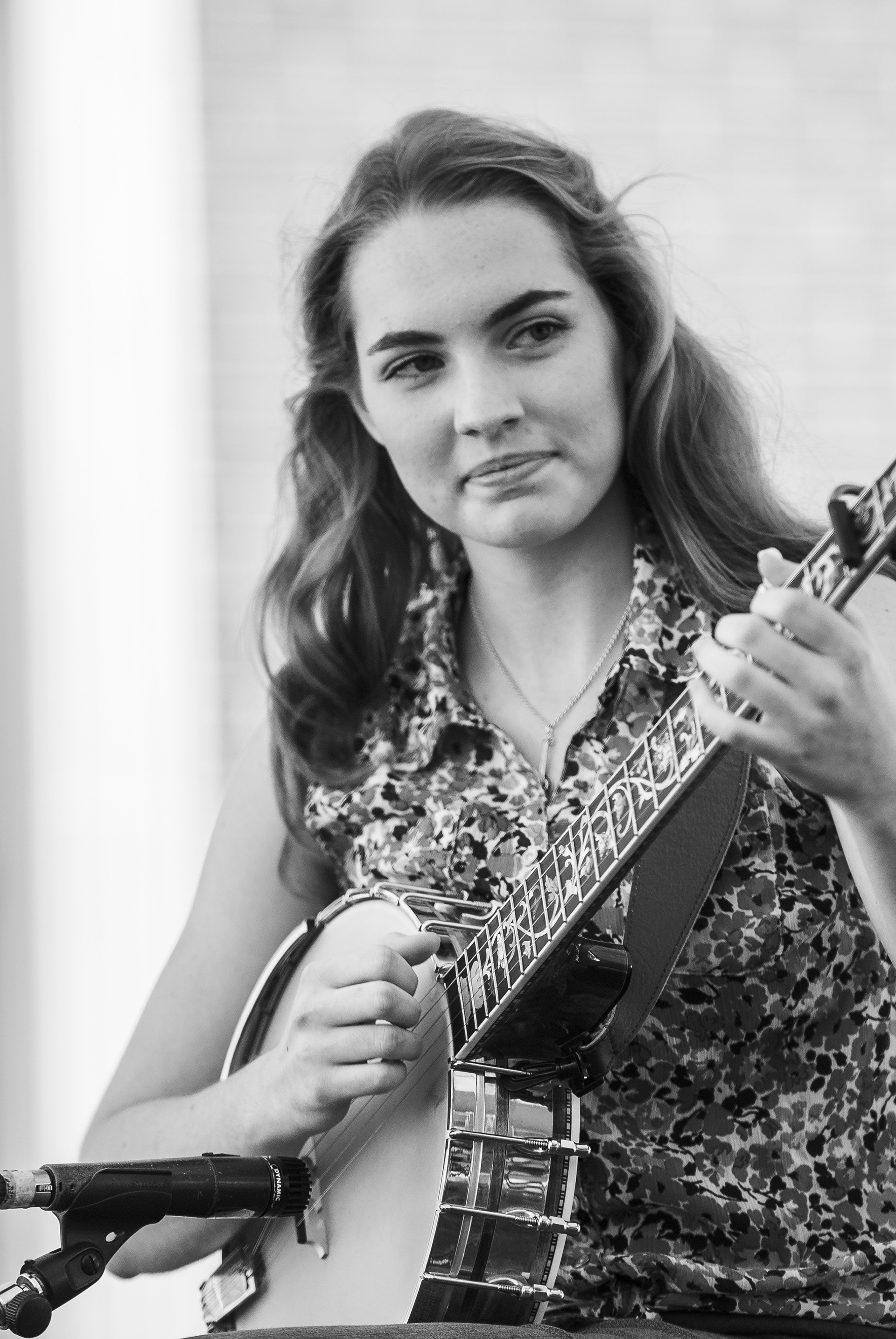 A banjo player begins her selection during the Picking Contest in Mount Vernon Ohio.