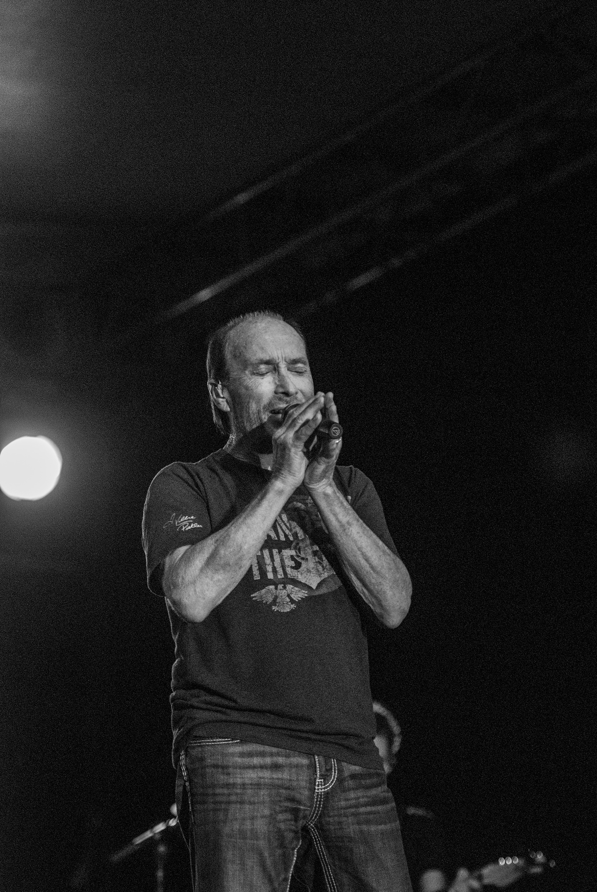 Country music star Lee Greenwood performs as the headline perform for the annual music festival in Mount Vernon, Ohio.