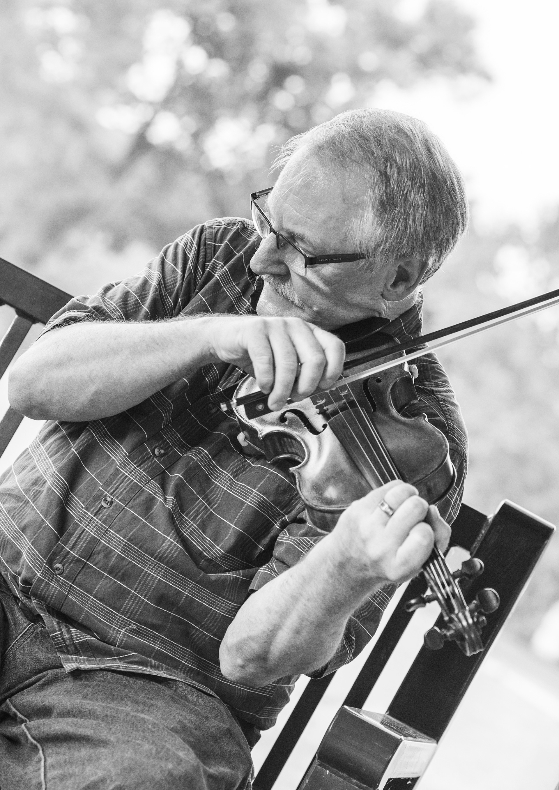 Brad Oviatt warms up before performing on Kokosing Gap Trail on July 9, 2020.