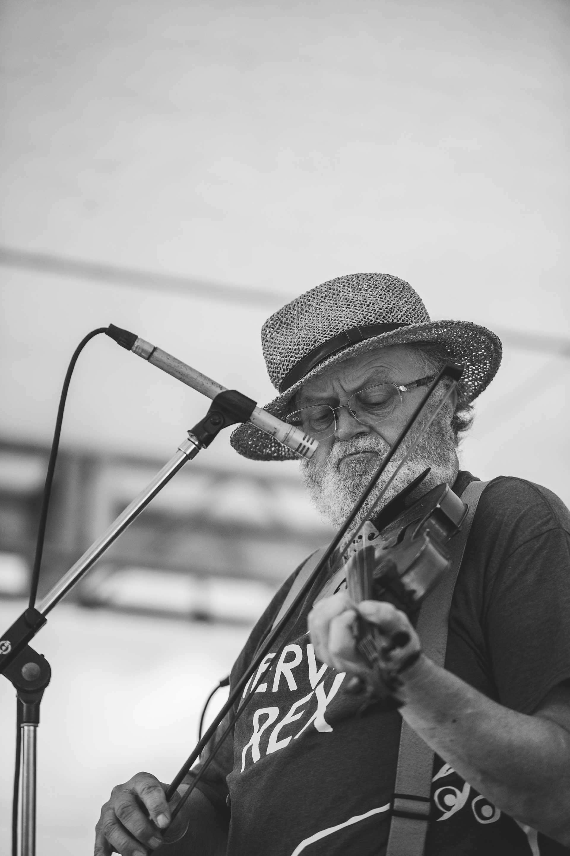 Dave Suver participates in a fiddle contest during a music festival in Mount Vernon, Ohio.