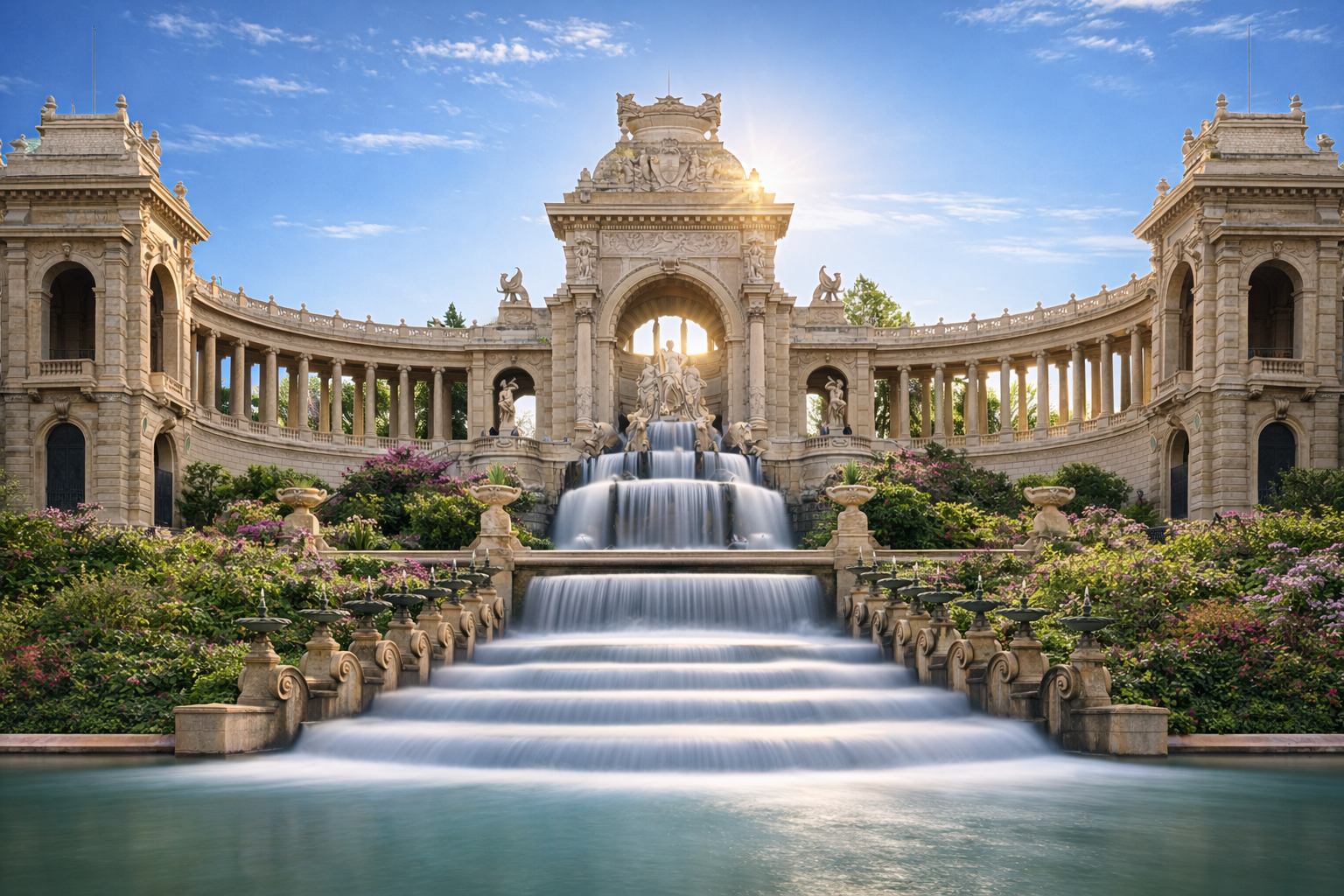 AI Retouche of Palais de Longchamp, Marseille