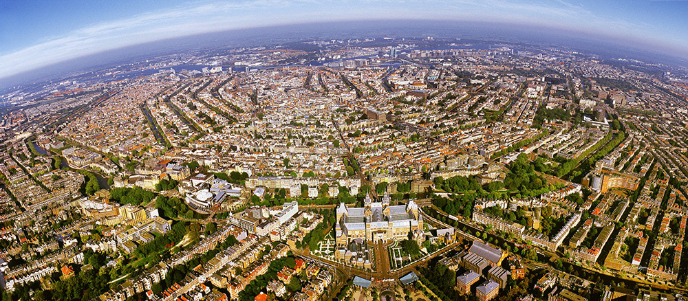 Panorama aerial view of Amsterdam