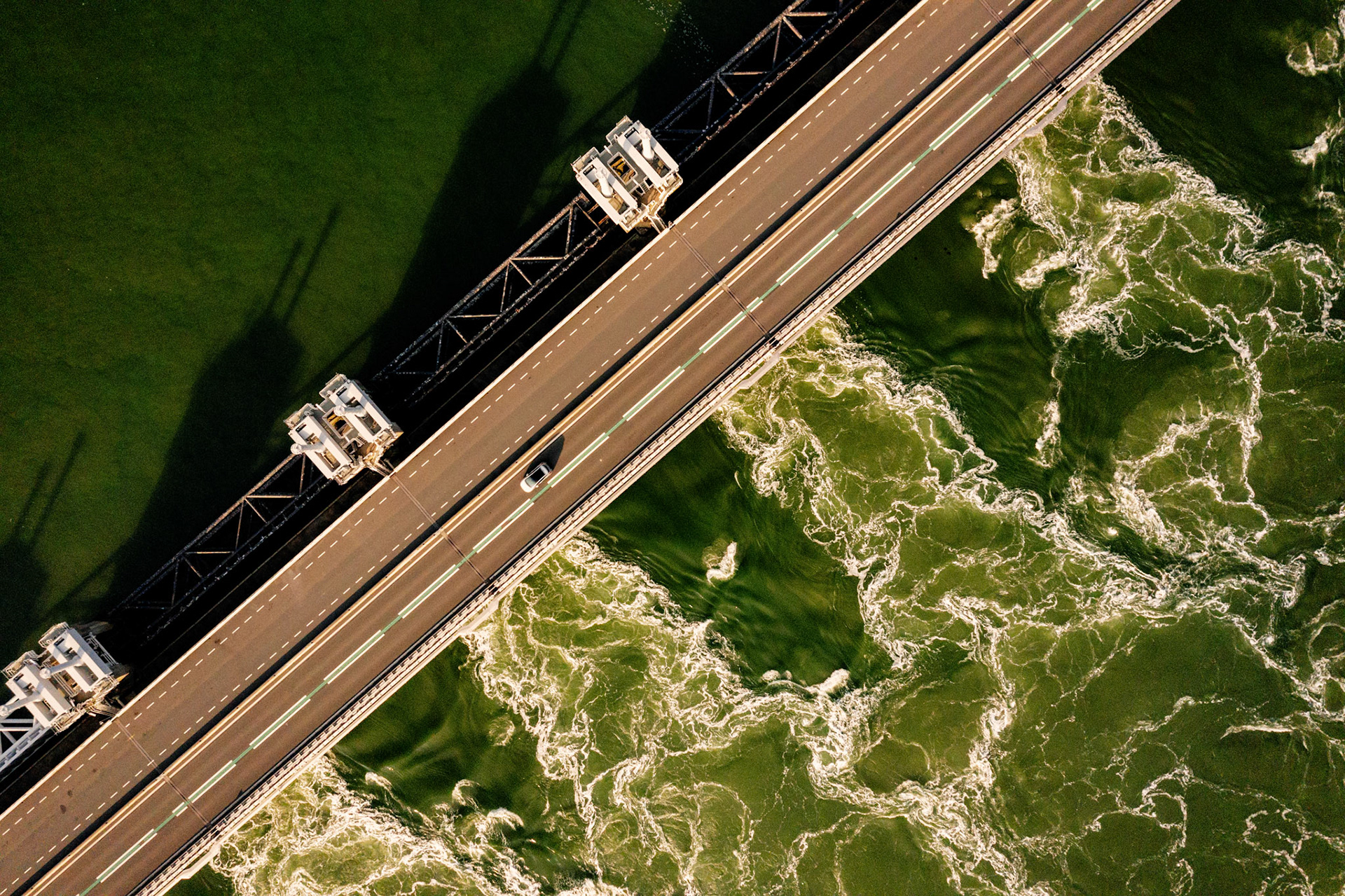 Aerial of Delta Works, Zeeland the Netherlands