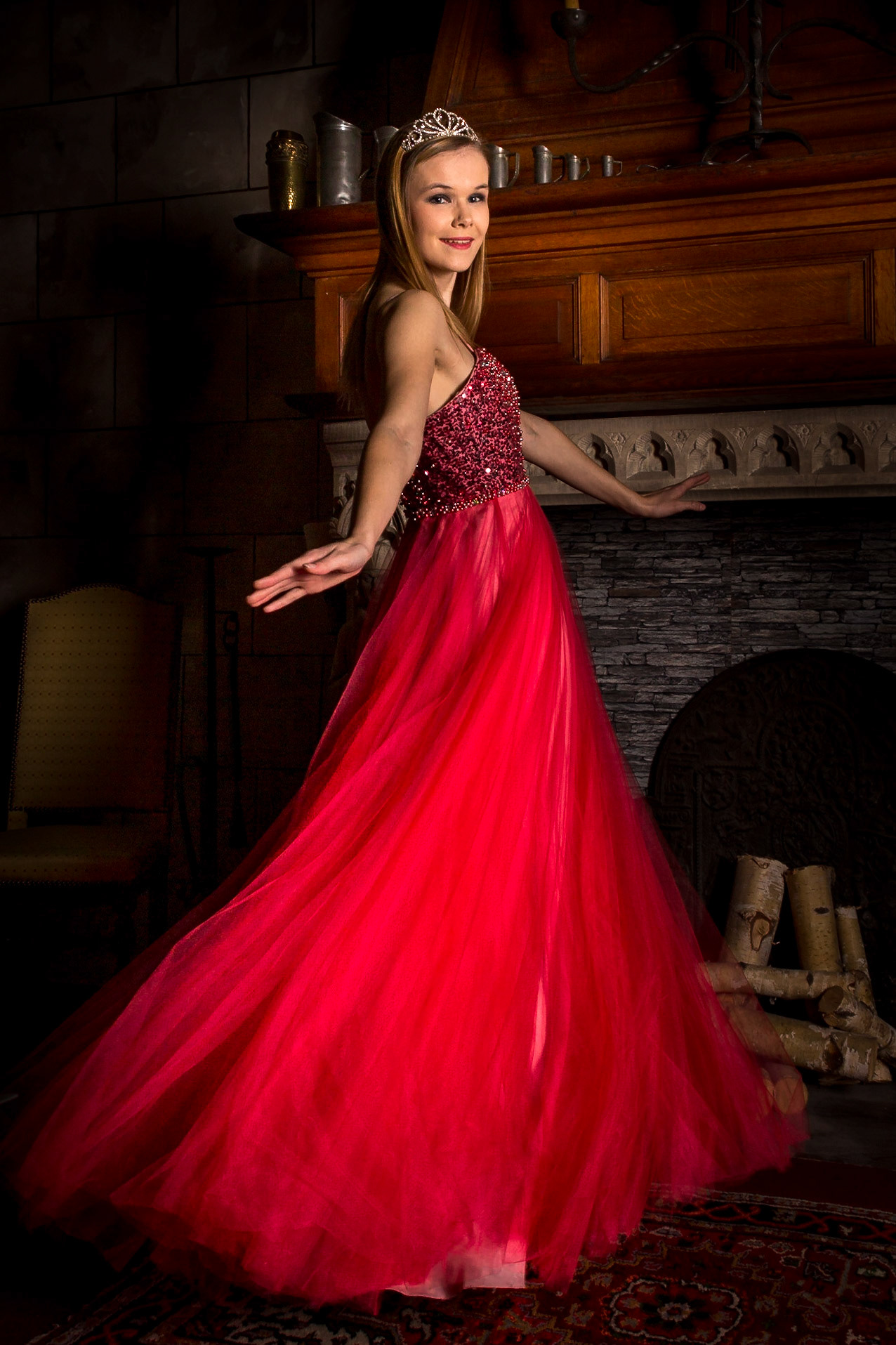 Model Aline in kasteel.