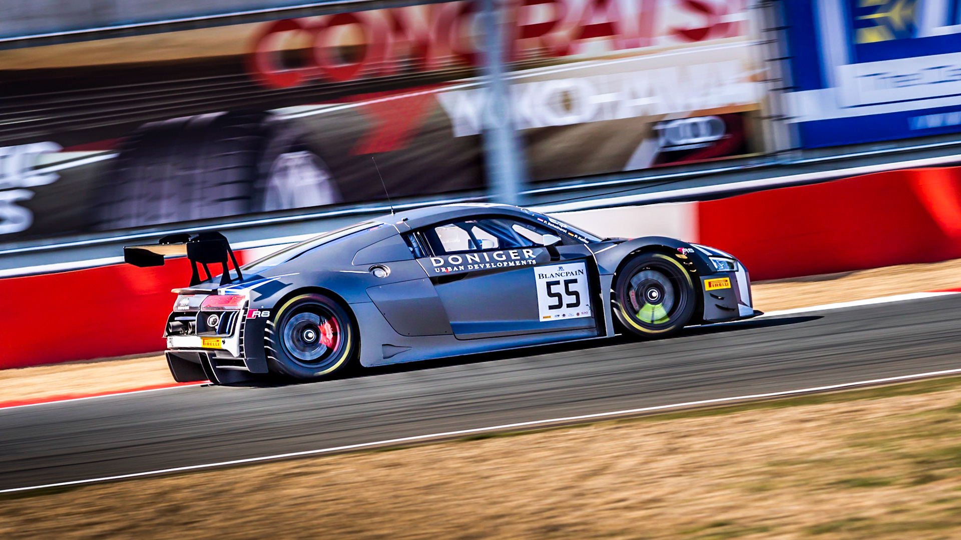 Audi R8 tijdens Blancpain race in Zolder