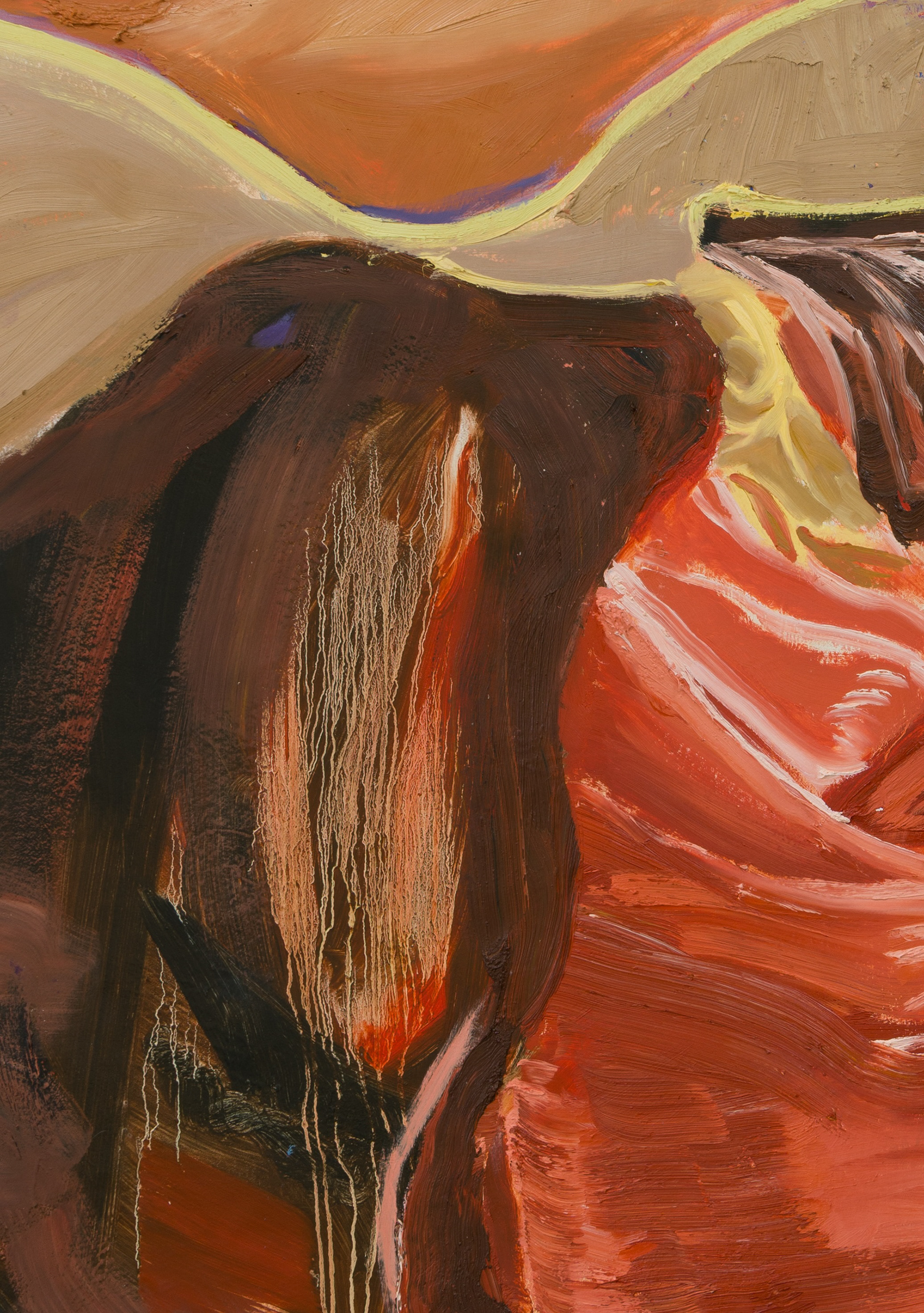 With/ Out/ In | oil on found canvas | 52 by 72 by 2 inches |  2025