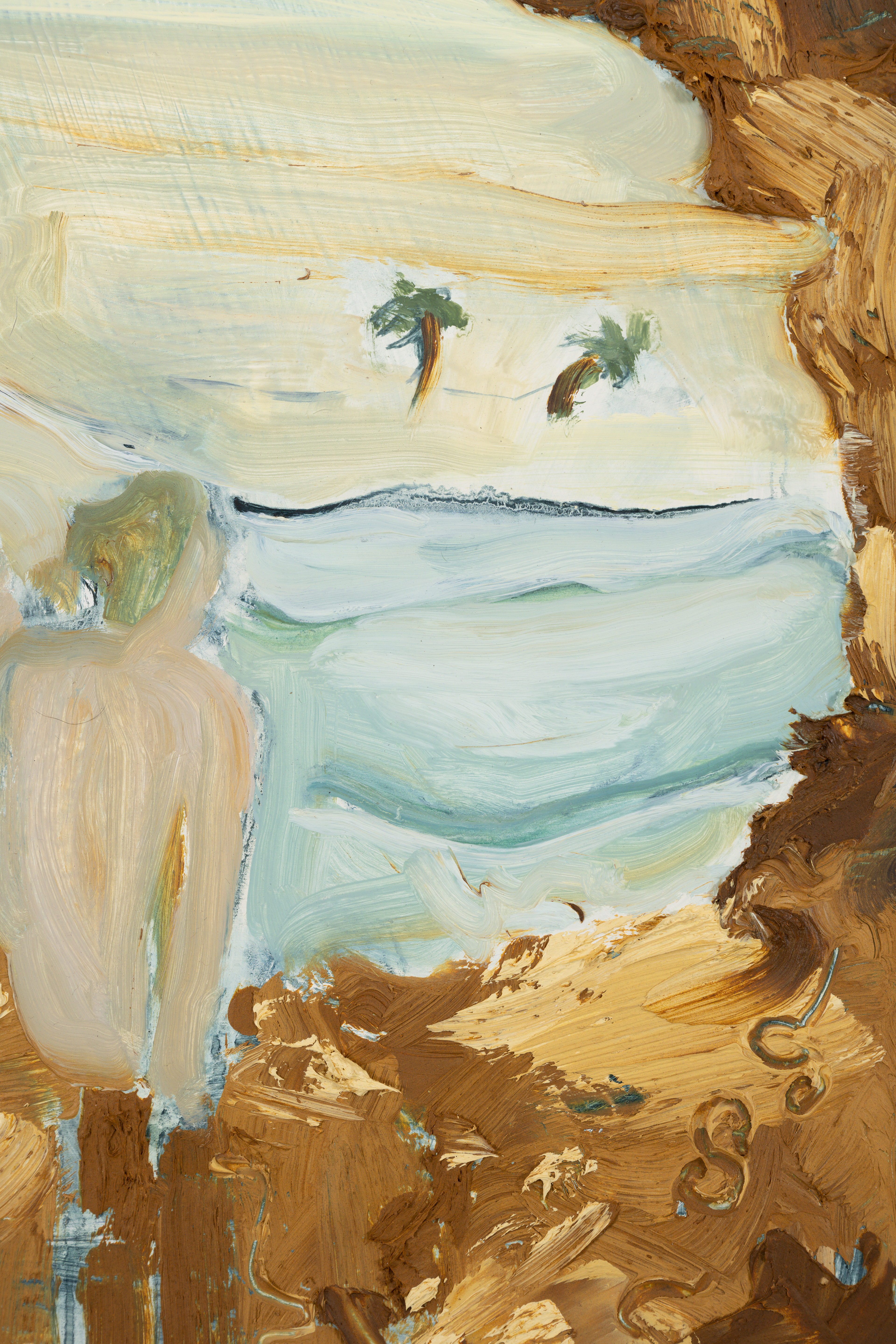 Detail of Reflections Park | oil and flash paint on panel | 84 by 70 by 2 inches | 2022