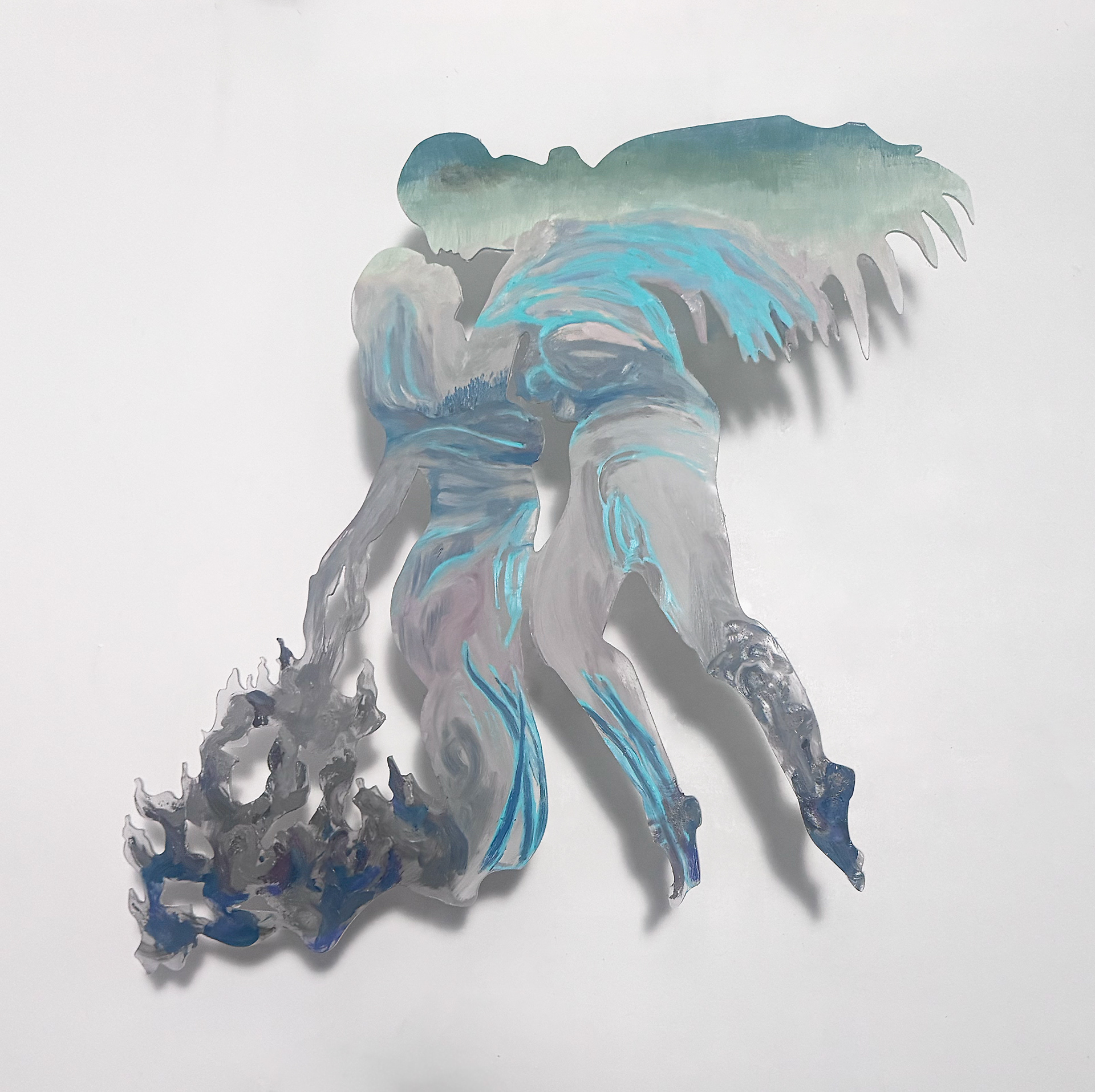 Fish and Bird | oil on plexiglass | approximately 48 by 56 inches | 2025