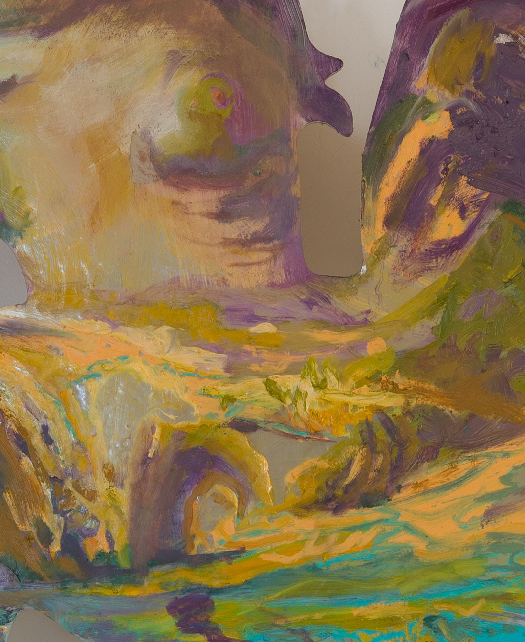 Fallen Angel | oil, oil stick, plexiglass, resin | approximately 42 by 64 by .25 inches | 2024