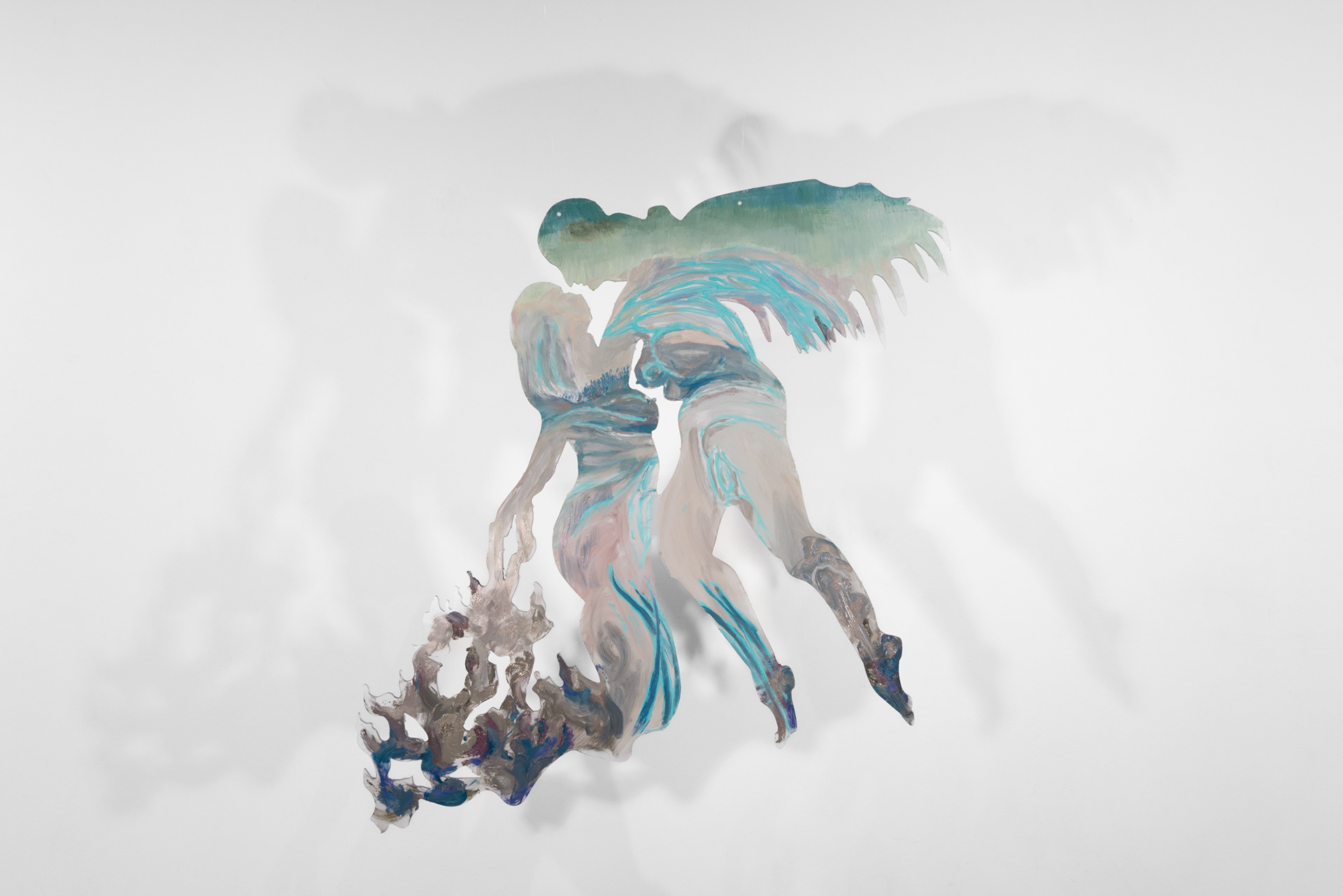 Fish and Bird | oil on plexiglass | approximately 48 by 56 inches | 2025