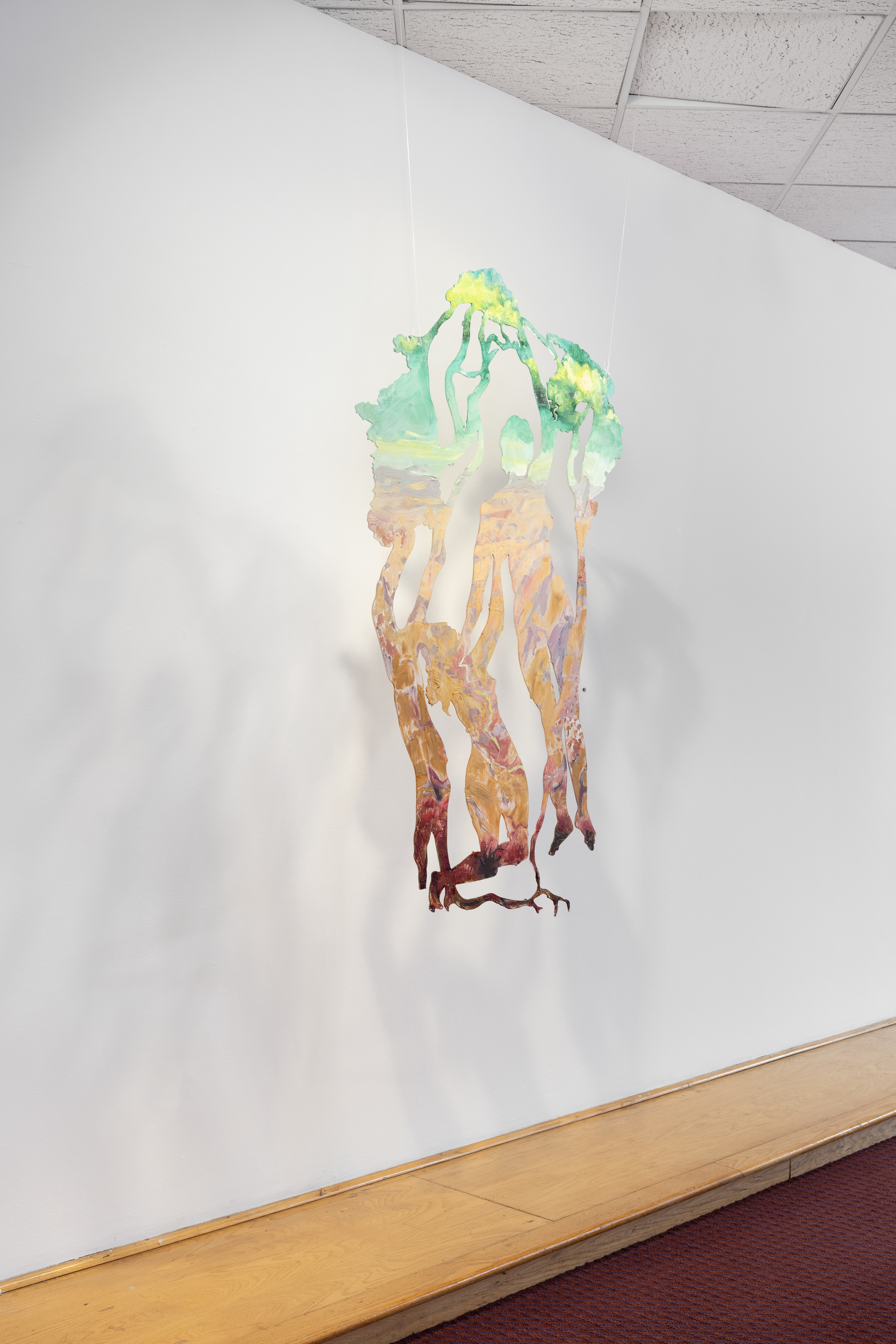 Detail of I Wish We Were Trees | oil on plexiglass coated in resin | approximately 32 by 53 by .25 inches | 2023