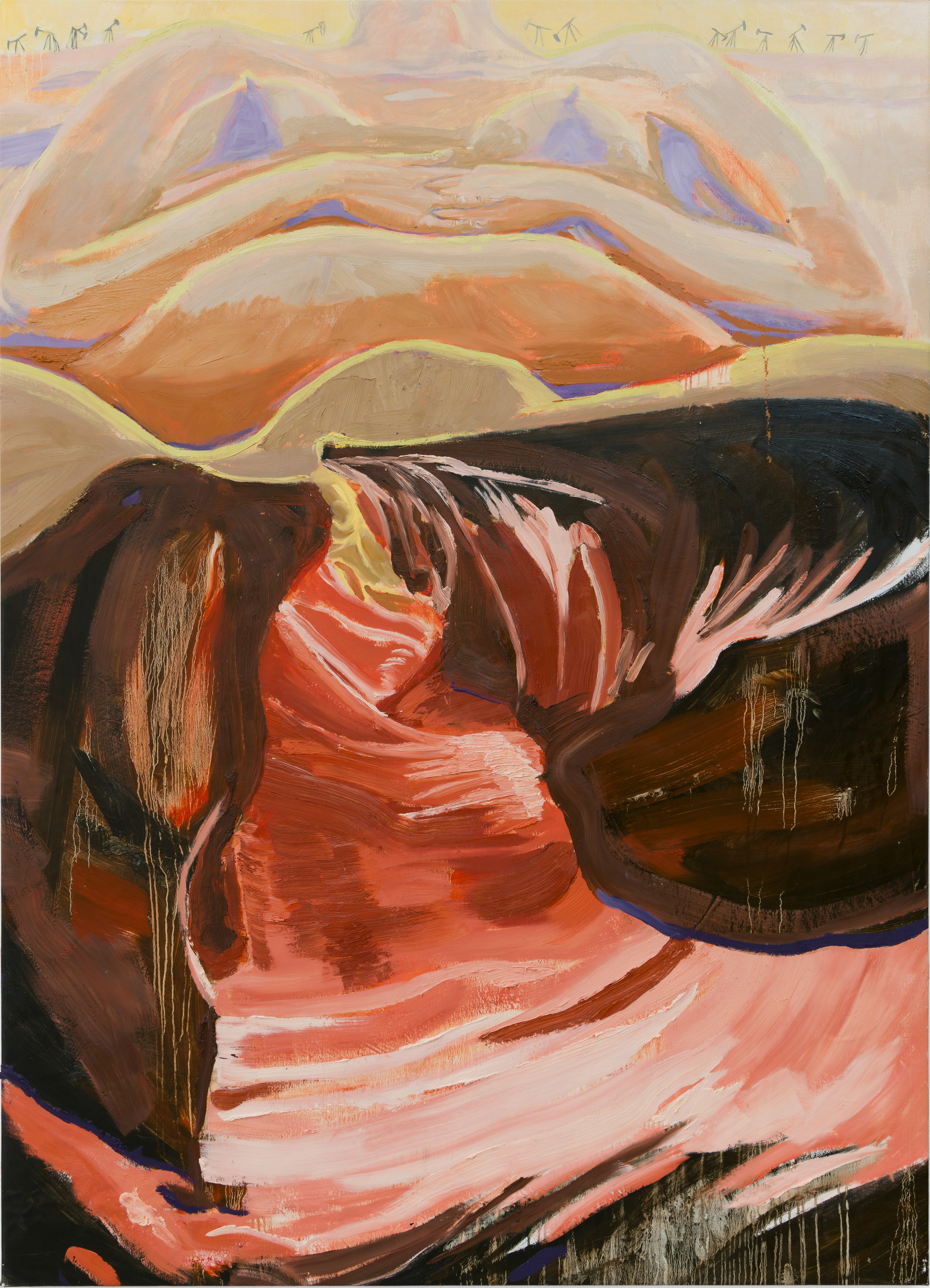 With/ Out/ In | oil on found canvas | 52 by 72 by 2 inches |  2025