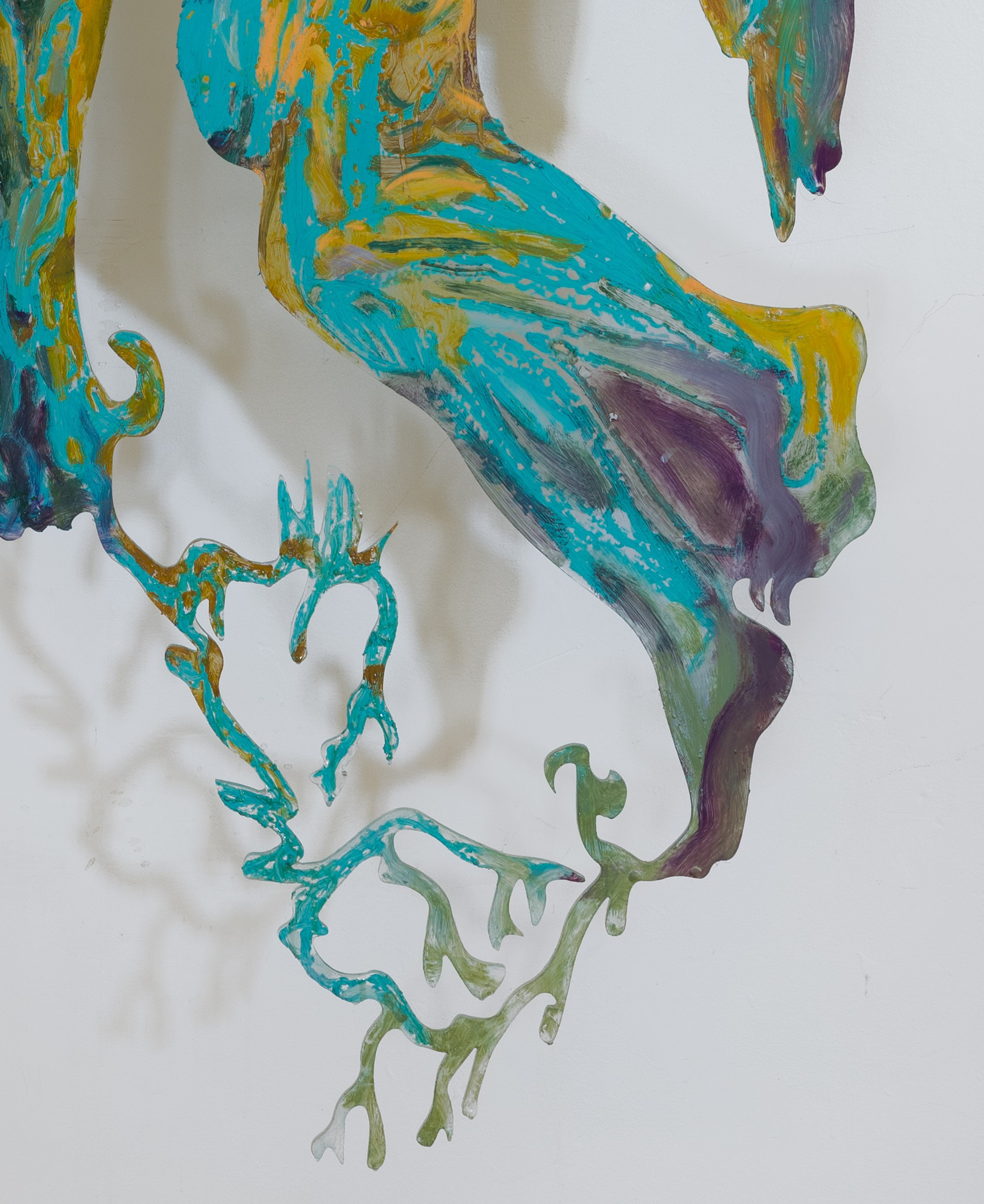 Fallen Angel | oil, oil stick, plexiglass, resin | approximately 42 by 64 by .25 inches | 2024