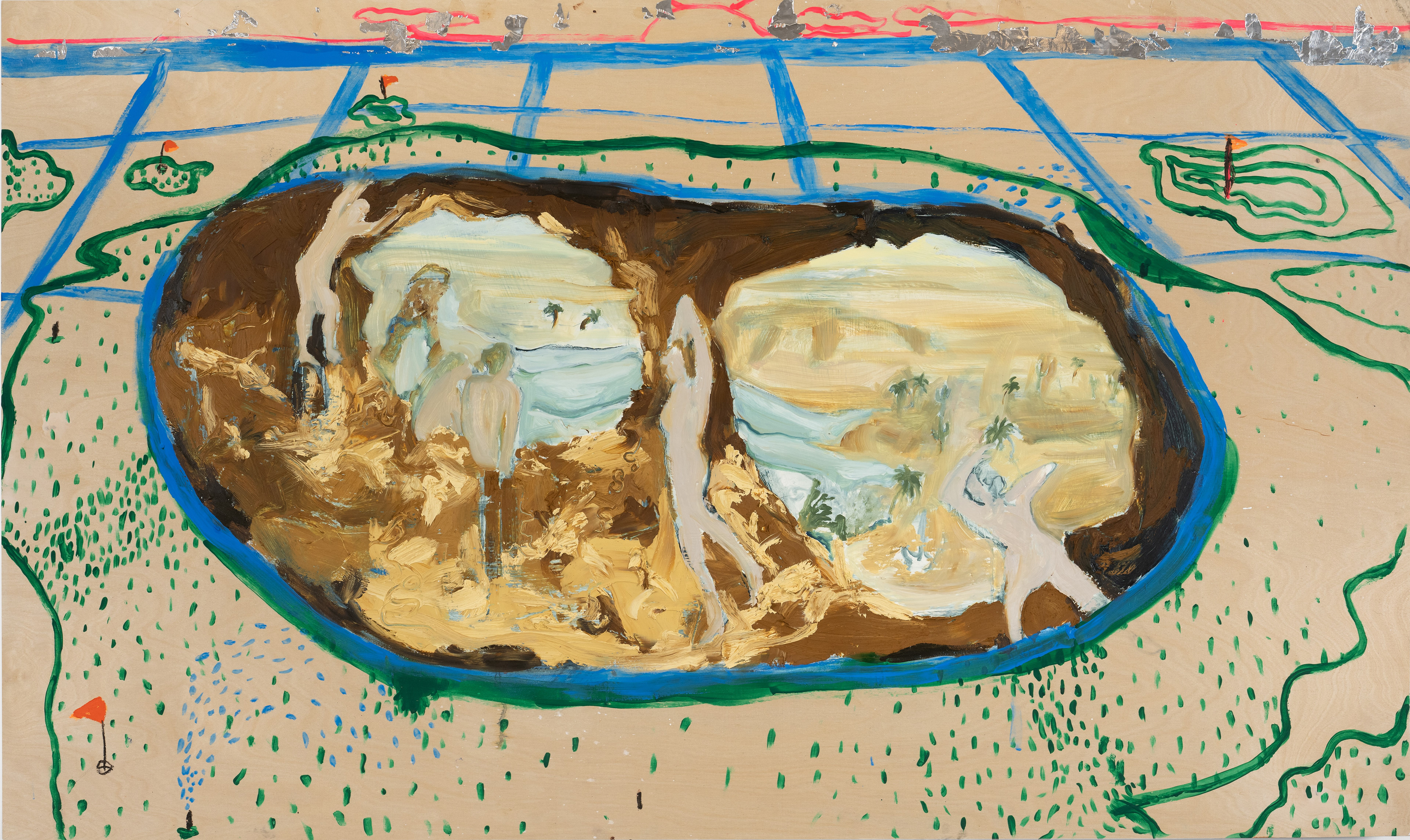 Reflections Park | oil and flash paint on panel | 84  by 70 by 2  inches | 2022