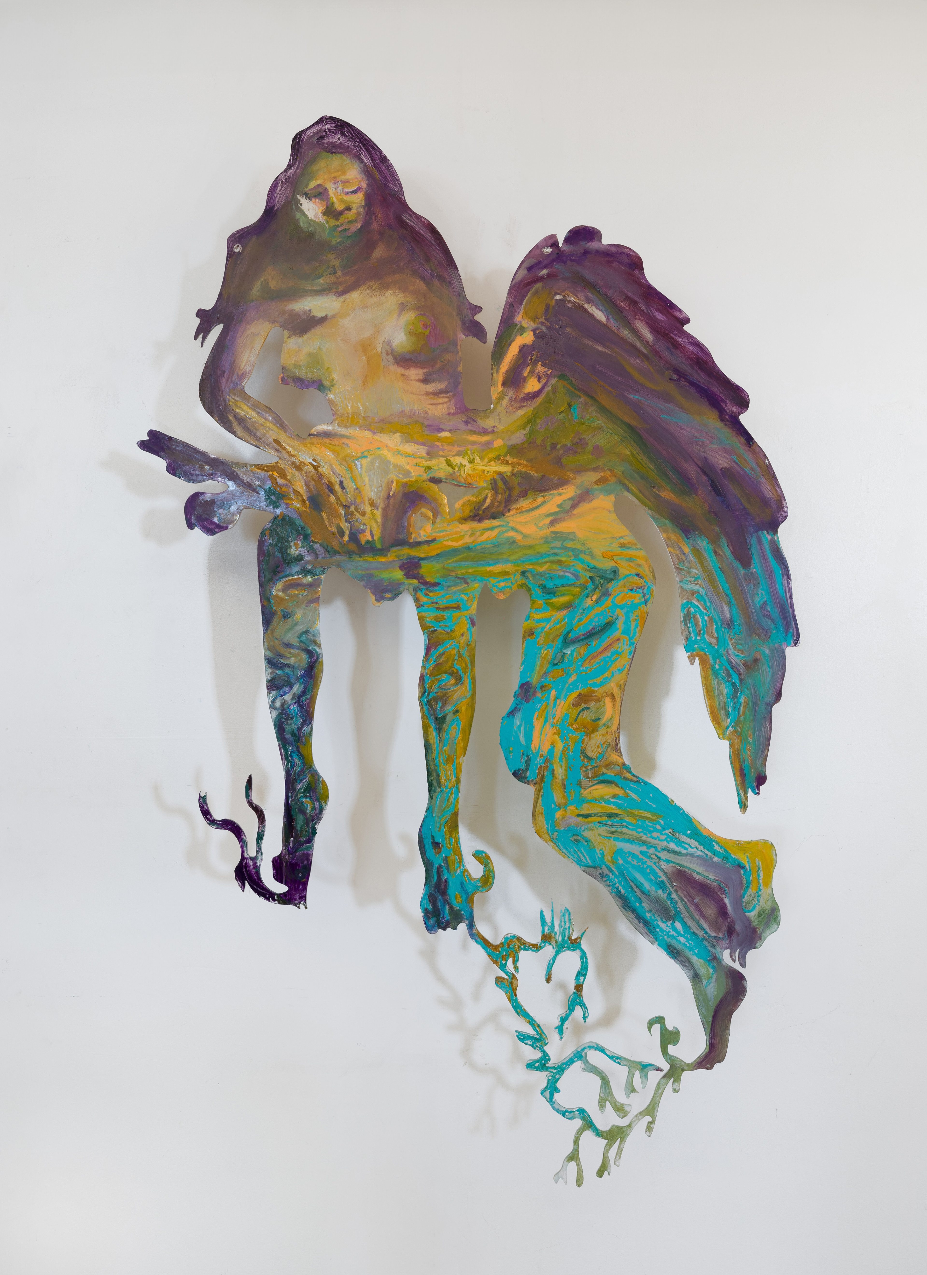 Fallen Angel | oil, oil stick, plexiglass, resin | approximately 42 by 64 by .25 inches | 2024