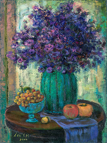Purple Flowers Still Life 2000