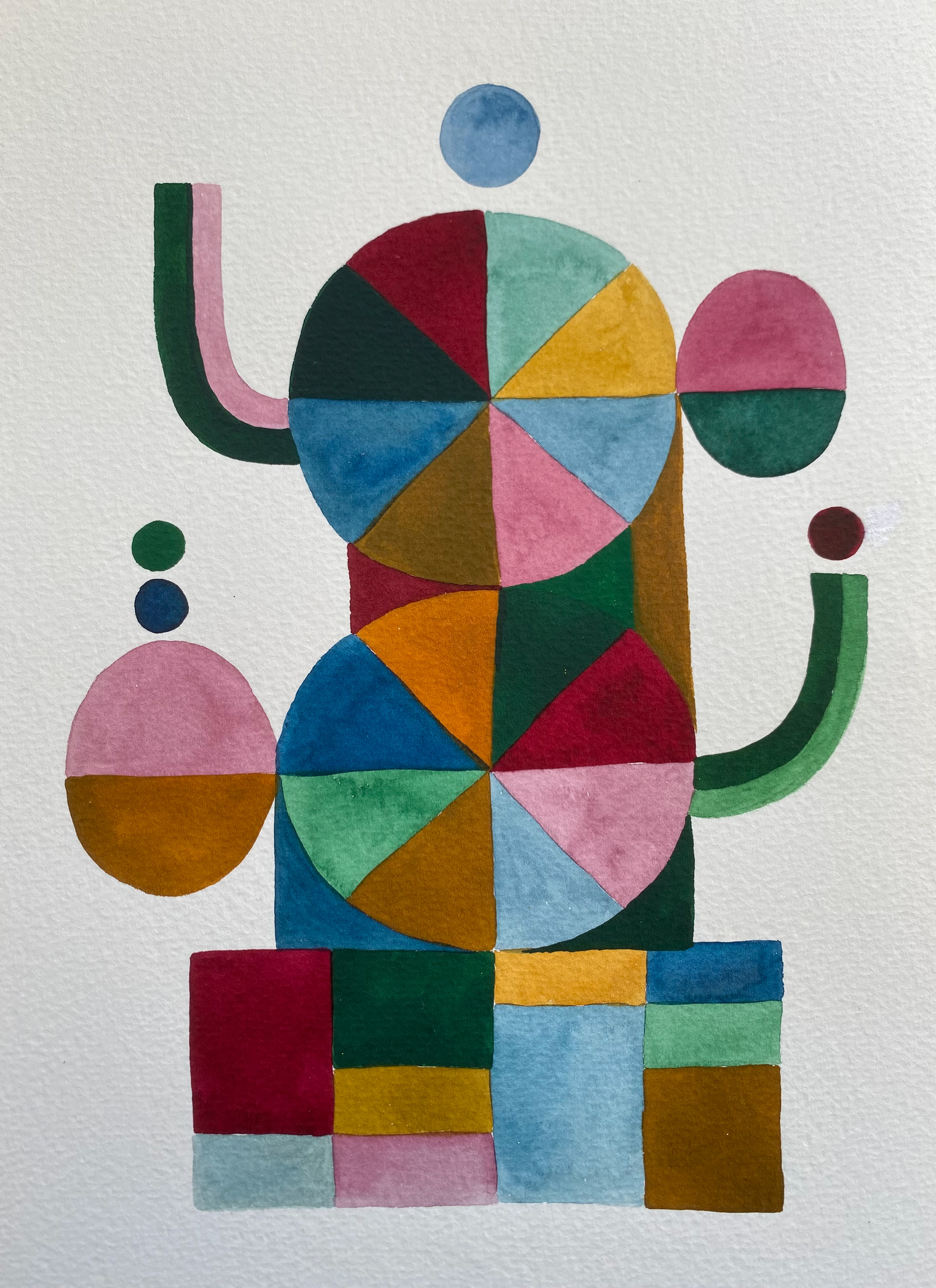 Geometric Meditation, watercolor on cardboard, 26 x 18 cm, 2023