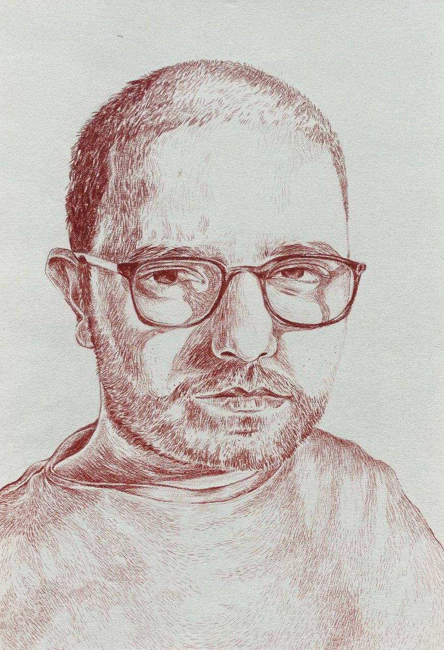 Life drawing portrait, color pencil on paper, 29 x 21 cm, 2020