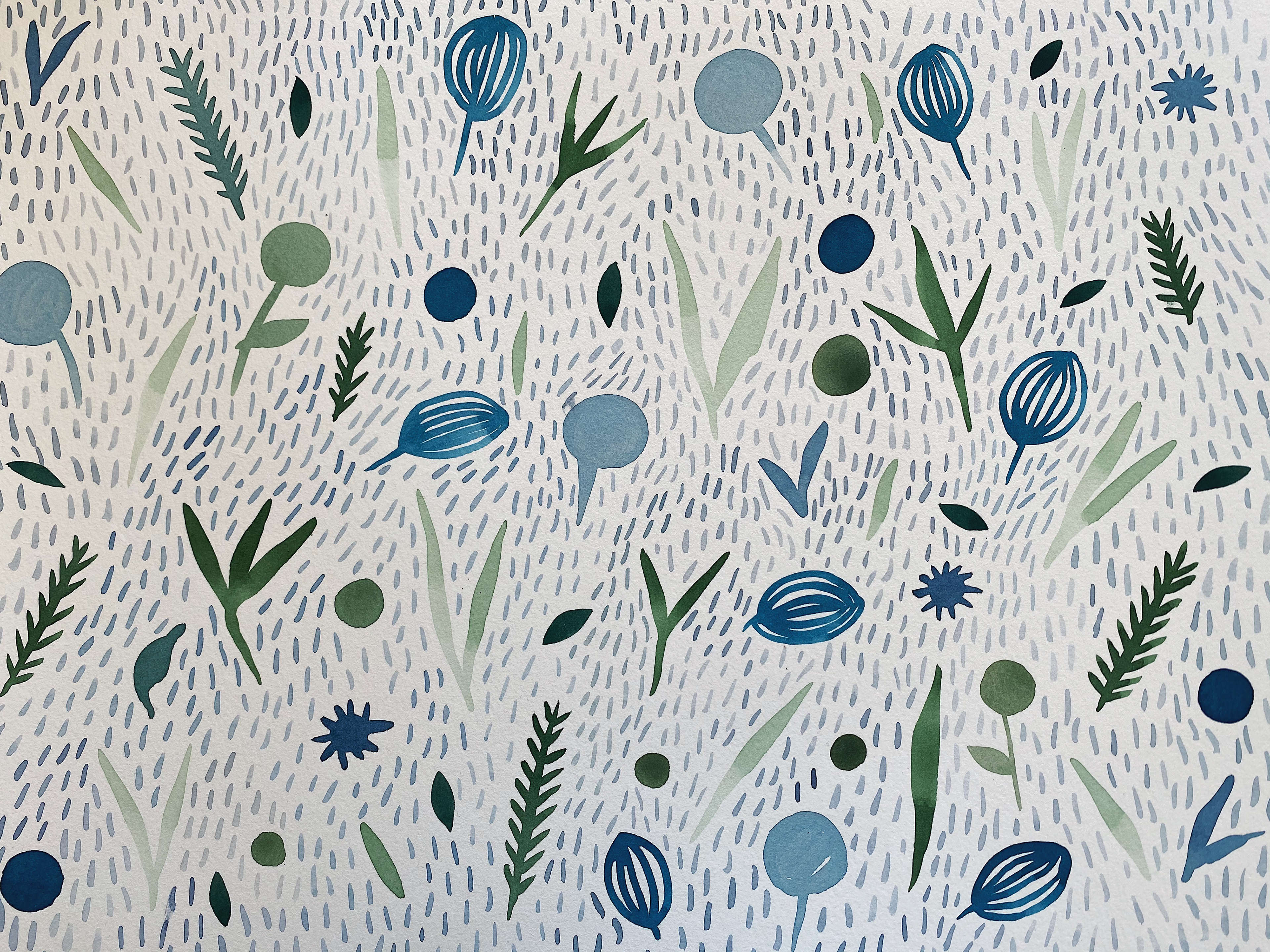 Blue Garden, watercolor on cardboard, 31 x 41 cm, 2021