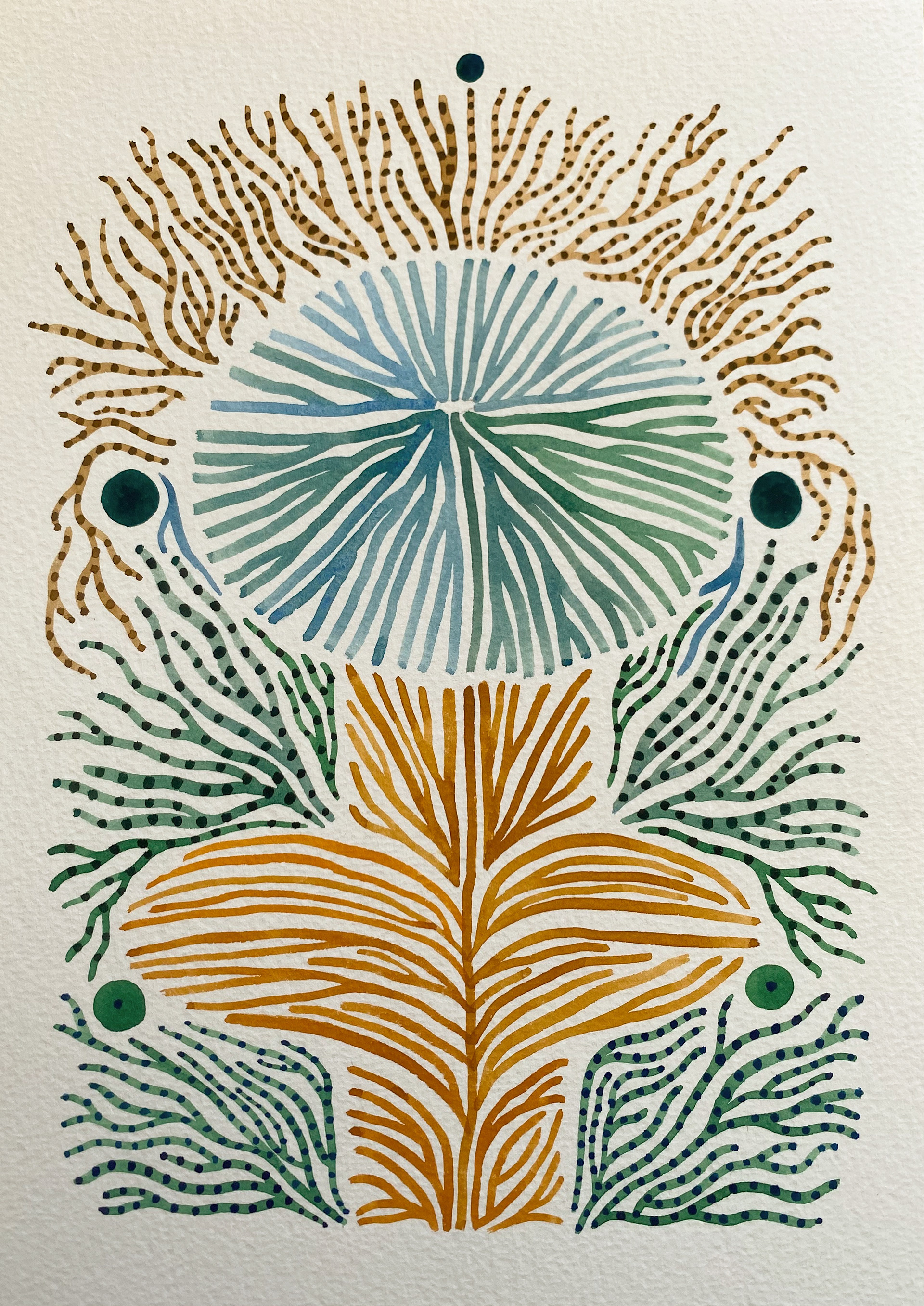 Summer stitches, watercolor on cardboard, 26 x 18 cm, 2023
