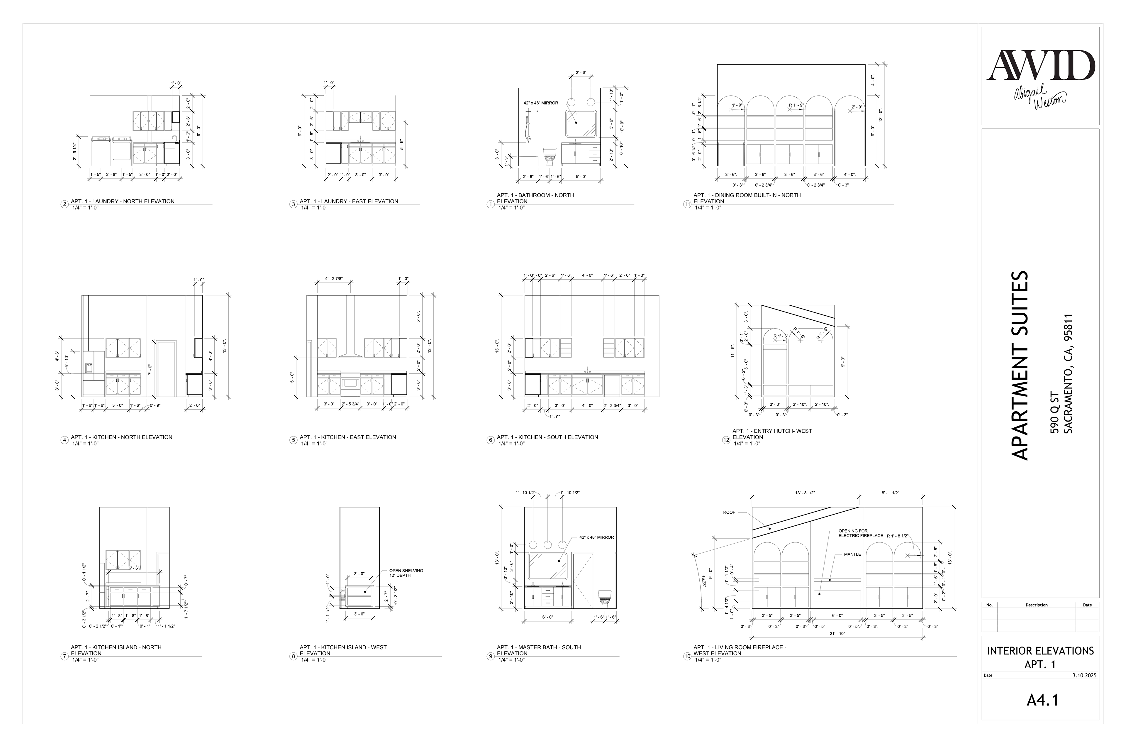 Apartment One Interior Elevations