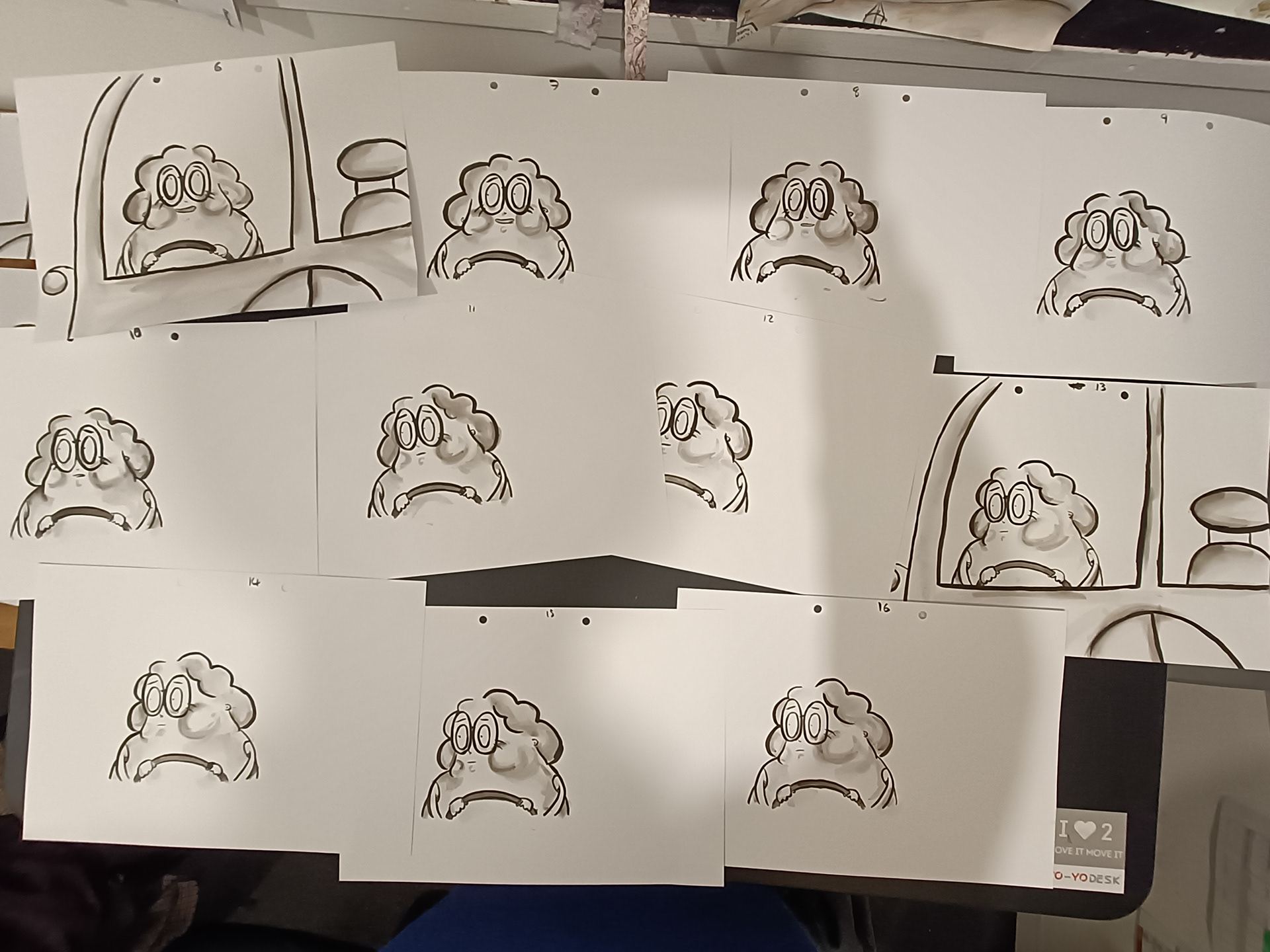 Painted frames drying