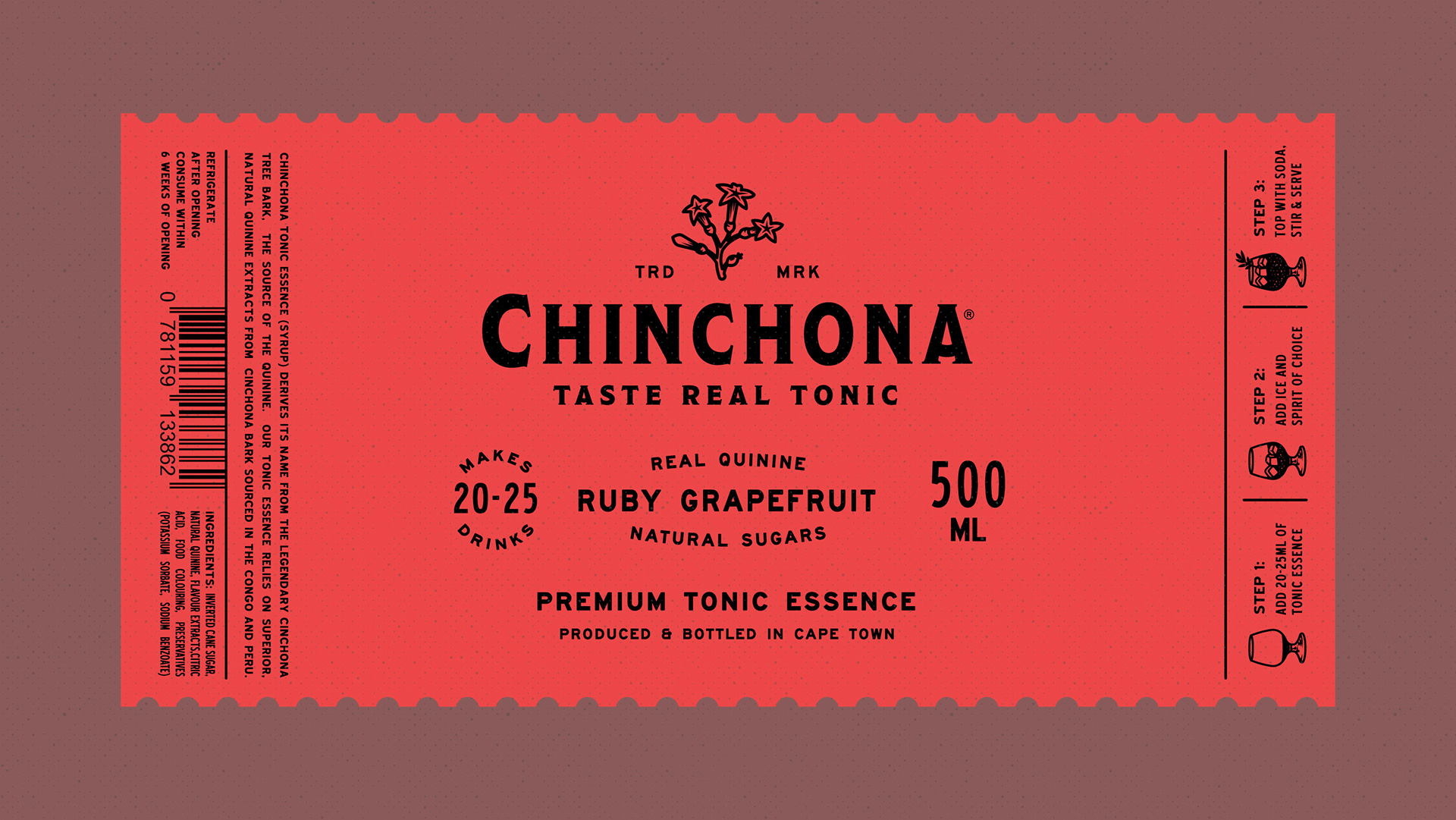 Branding, Hugh Fletcher Cox Design, Cape Town, Graphic design, packaging design, typography, illustration, Chinchona Tonic Essence