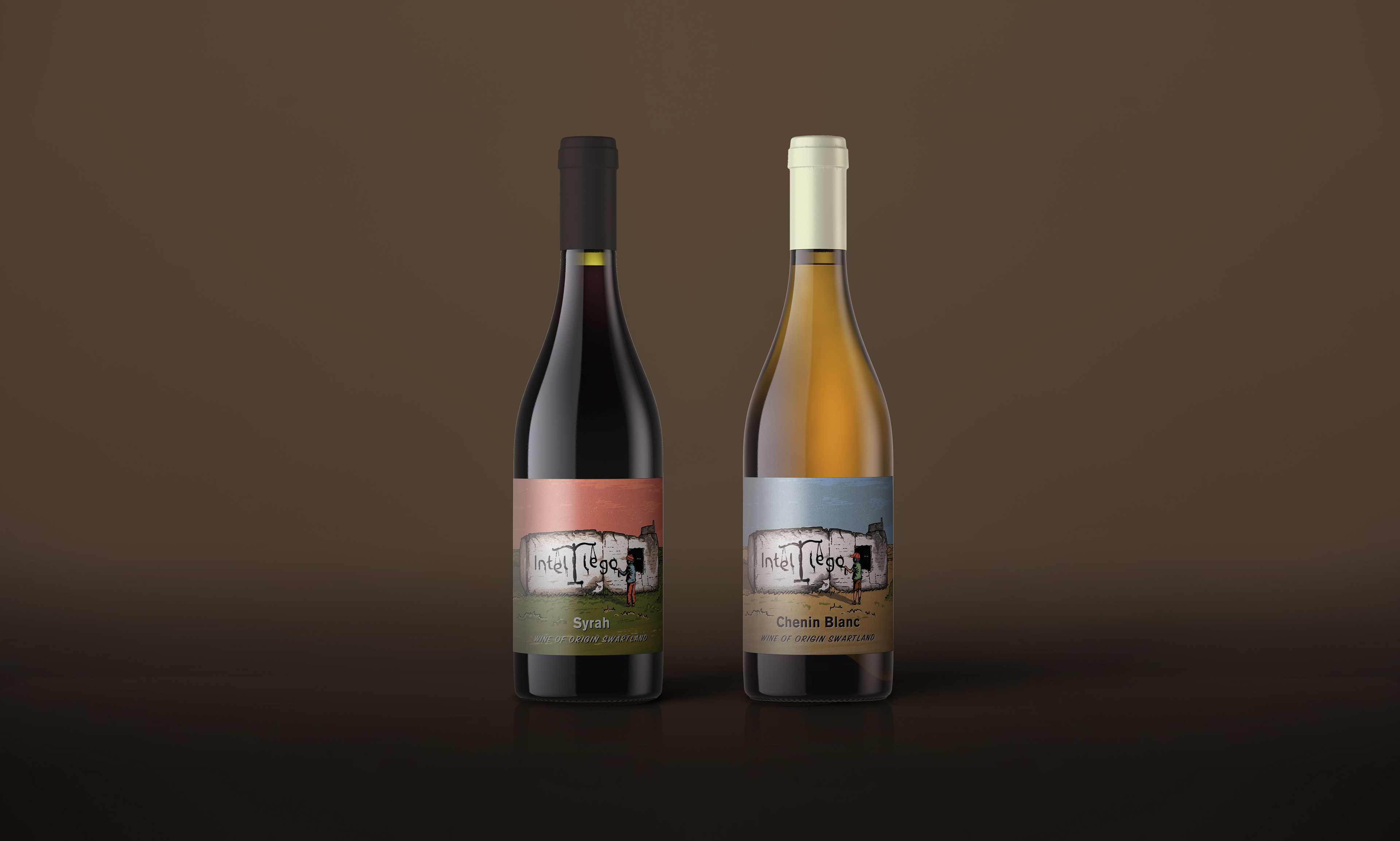 Branding, Hugh Fletcher Cox Design, Cape Town, Graphic design, packaging design, typography, illustration, wine label design, Intellego Wines, Swartland Wine