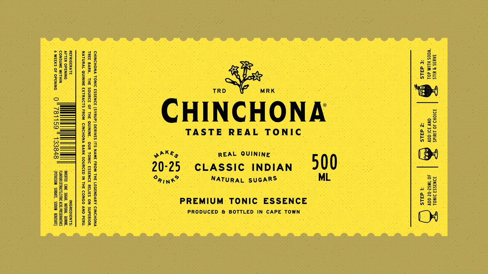 Branding, Hugh Fletcher Cox Design, Cape Town, Graphic design, packaging design, typography, illustration, Chinchona Tonic Essence