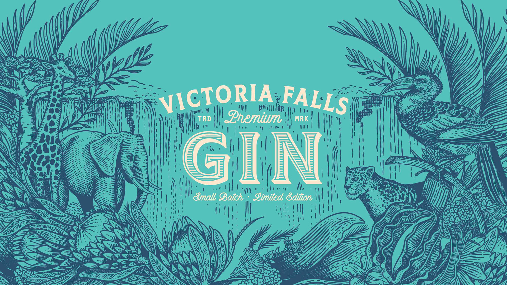 Hugh Fletcher Cox Design, Cape Town, Graphic design, packaging design, typography, illustration, Victoria Falls Gin