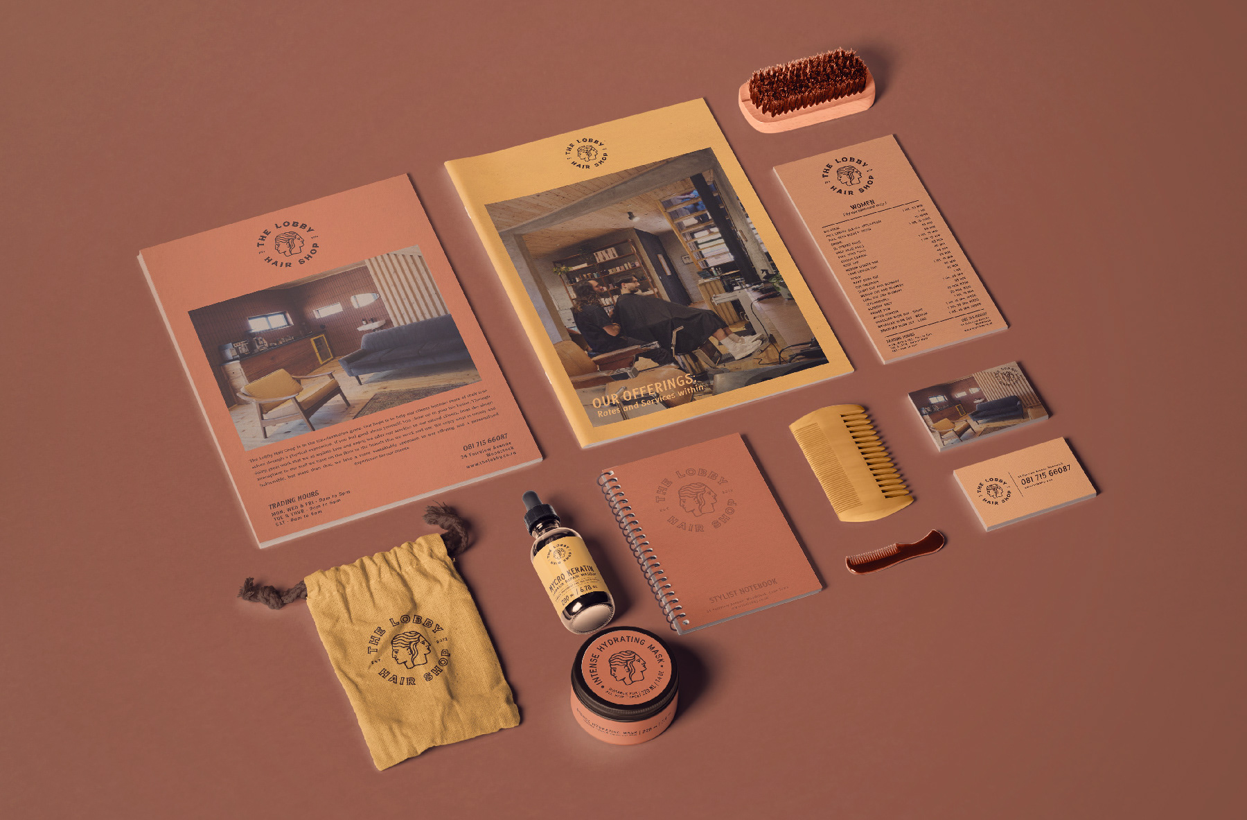 Branding, Hugh Fletcher Cox Design, Cape Town, Graphic design, packaging design, typography, illustration, The Lobby Hair Shop