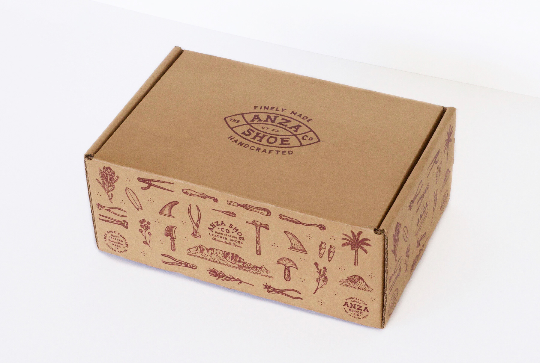 Branding, Hugh Fletcher Cox Design, Cape Town, Graphic design, packaging design, typography, illustration, Anza Shoe Company, Branding