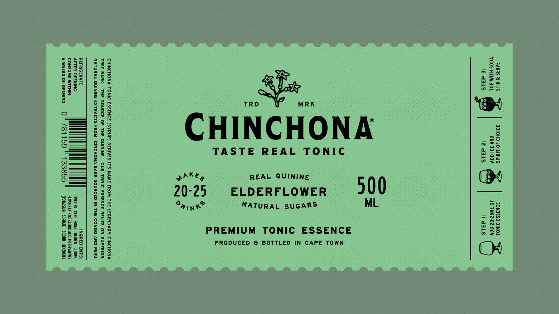 Branding, Hugh Fletcher Cox Design, Cape Town, Graphic design, packaging design, typography, illustration, Chinchona Tonic Essence