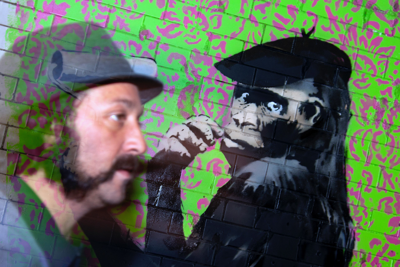 Monkey by Nick Walker, alongside Mr. Brainwash at The Cans Festival, London 2008.