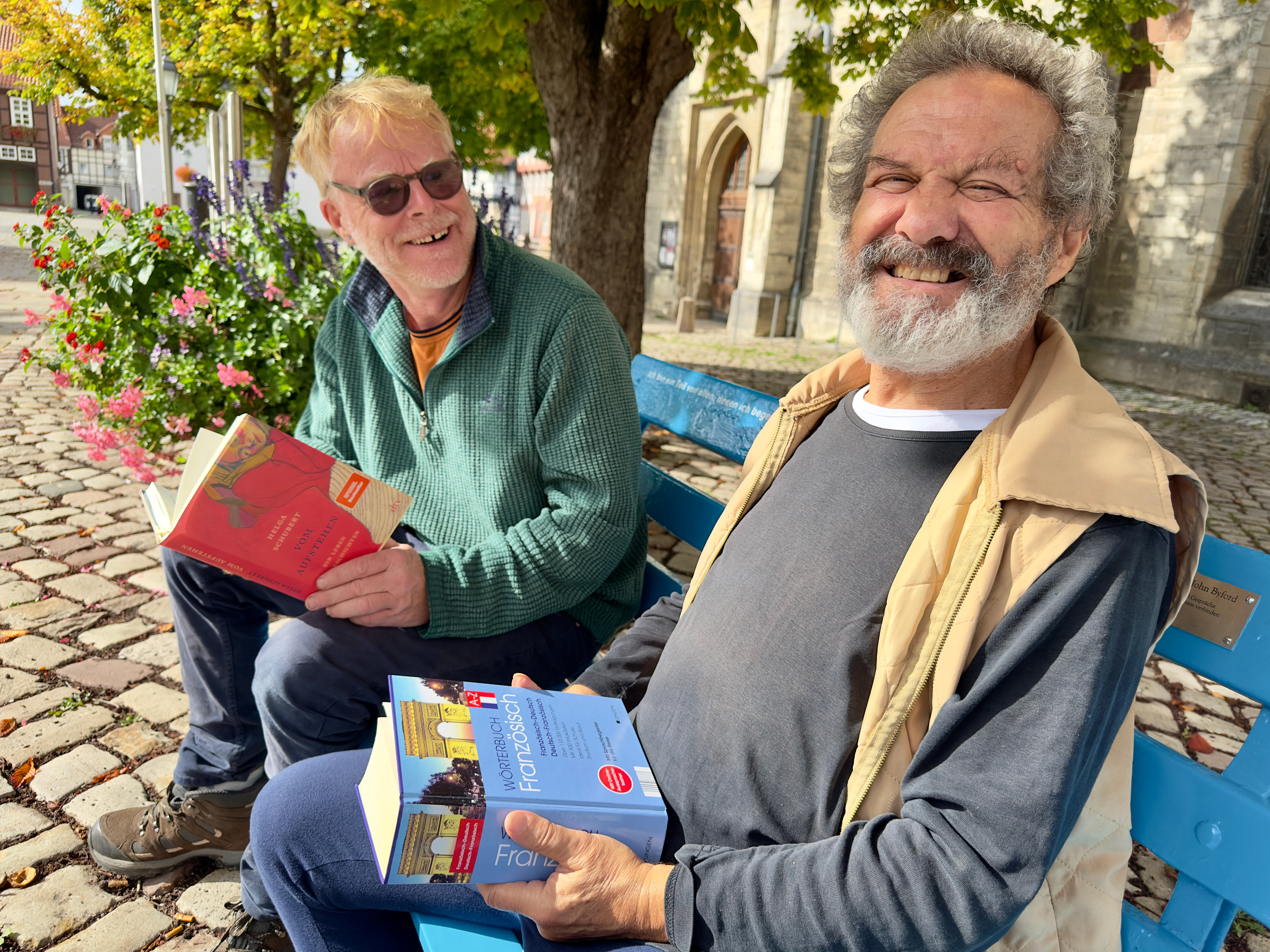 Artist John Byford (left) with Farat 