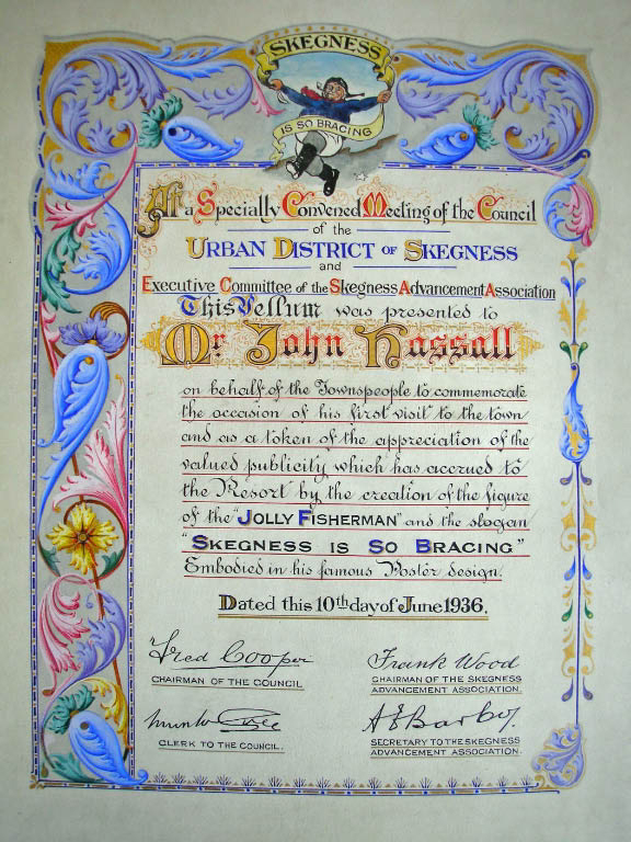 John Hassall artist. Award from SUDC Skegness Council