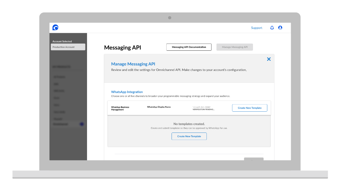 Manage Messaging API - Create New