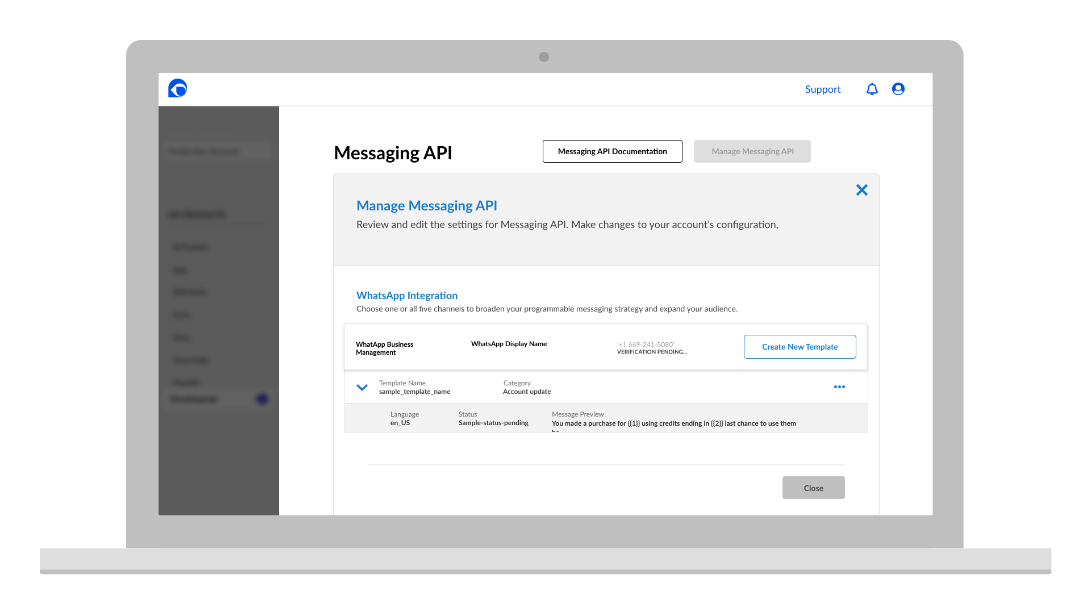 Manage Messaging API - View Templates