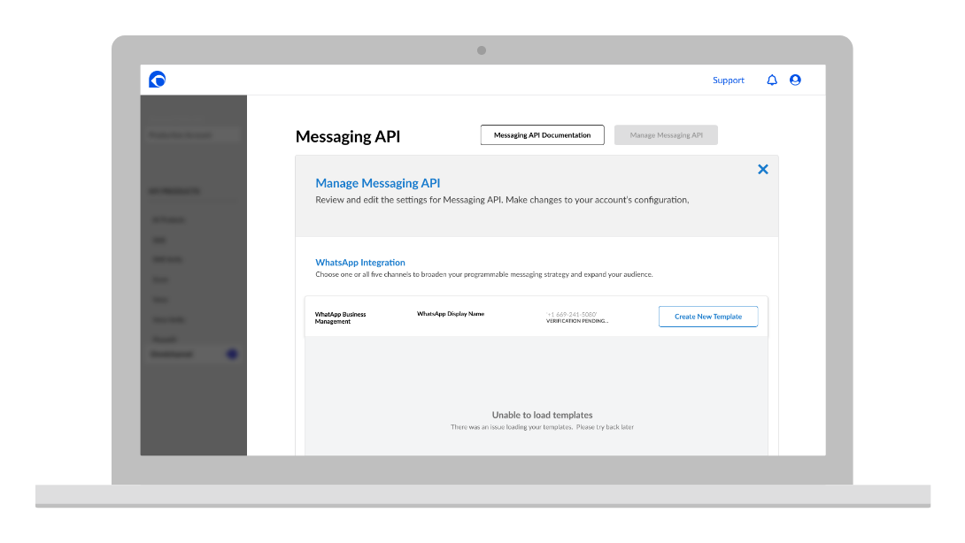 Manage Messaging API - Error Loading Message Templates