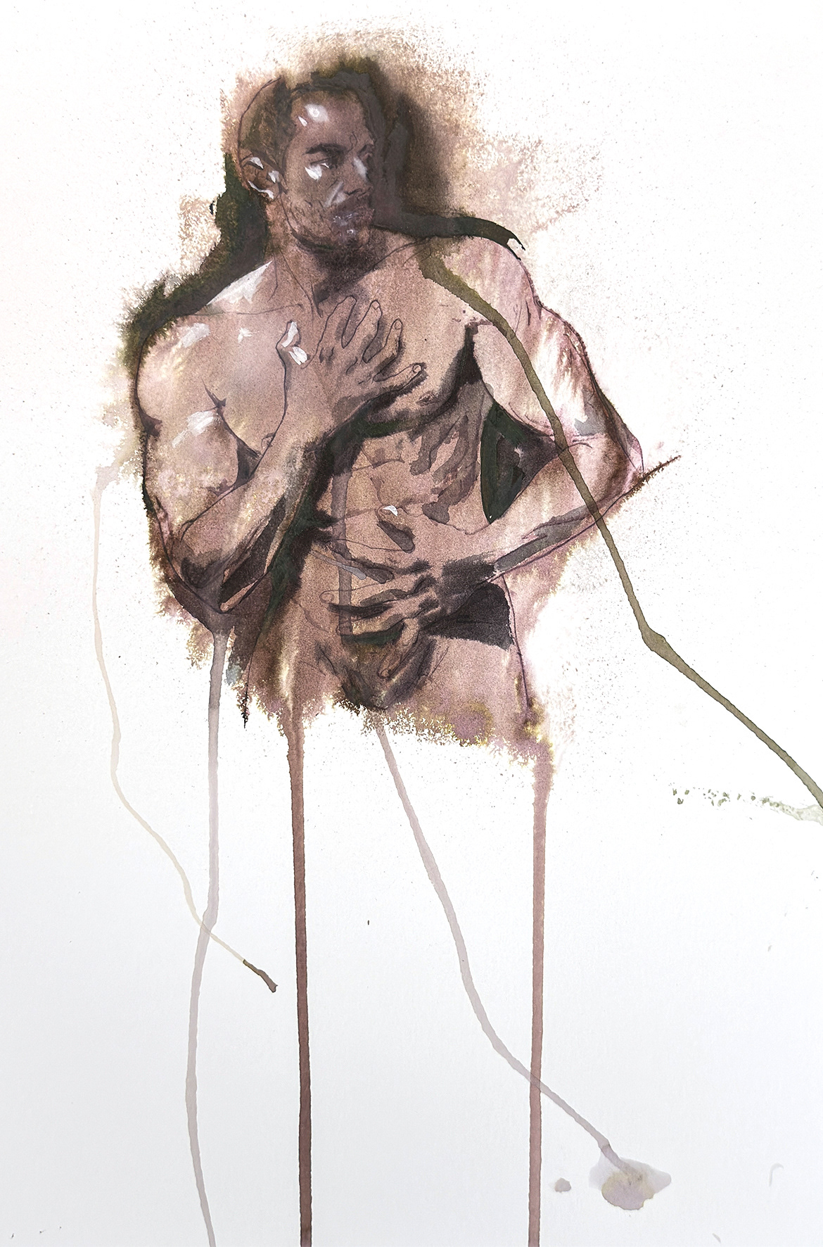 JOHN, INK WITH PARALLEL PEN, SPRAY AND ROLLER, A3, 2025