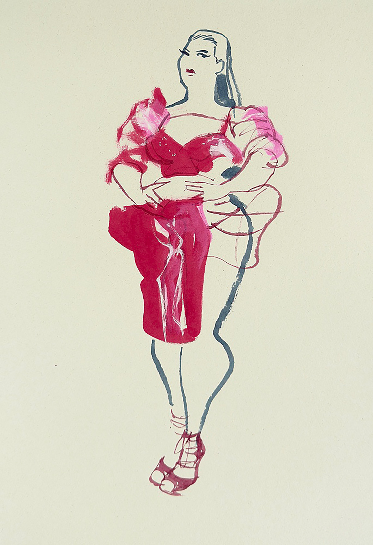 Live Sketching fashion illustration @Velma Burlesque @Dropdead Gorgeous