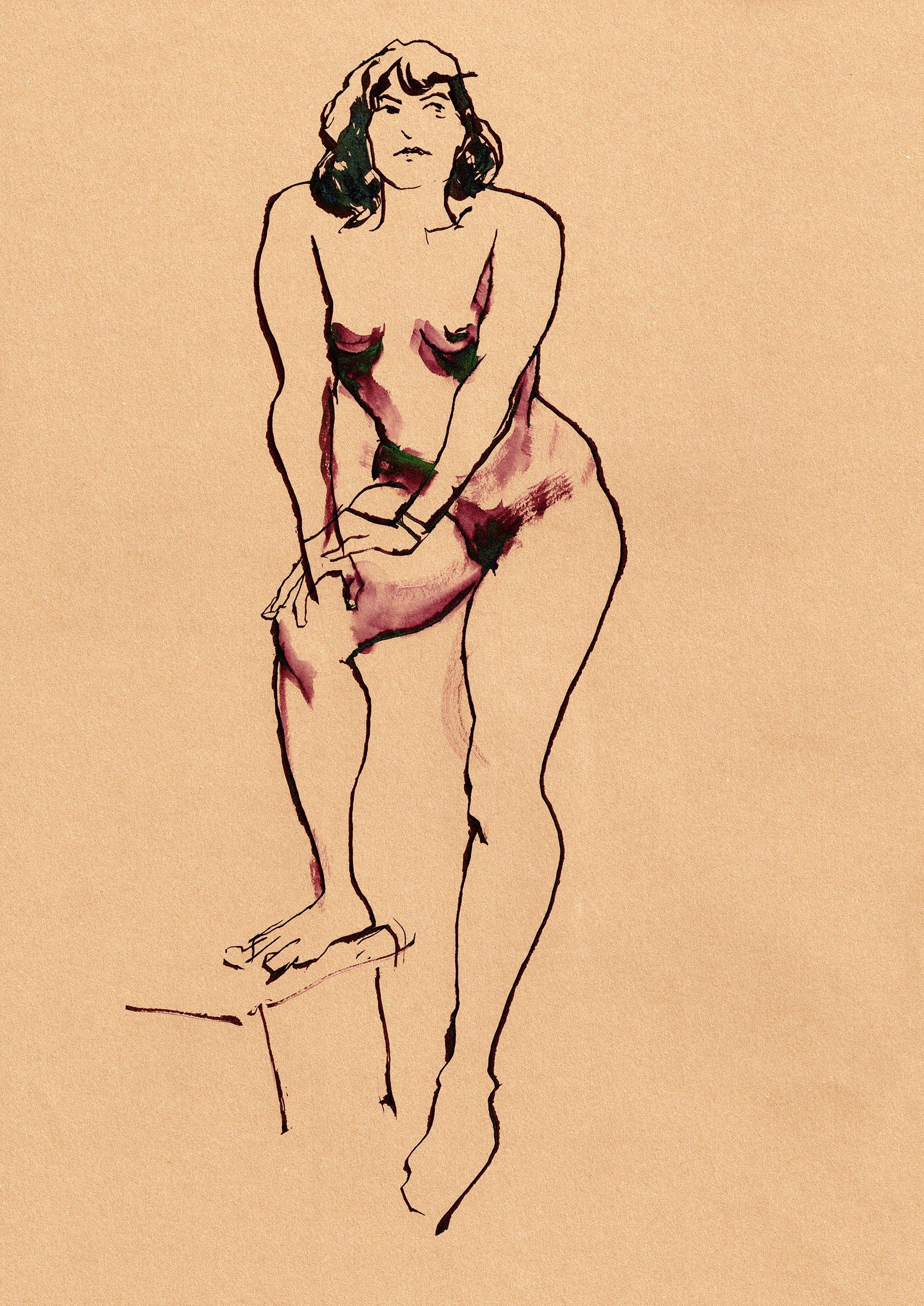 LAURA - INK WITH PARALLEL PEN, A3, 2025