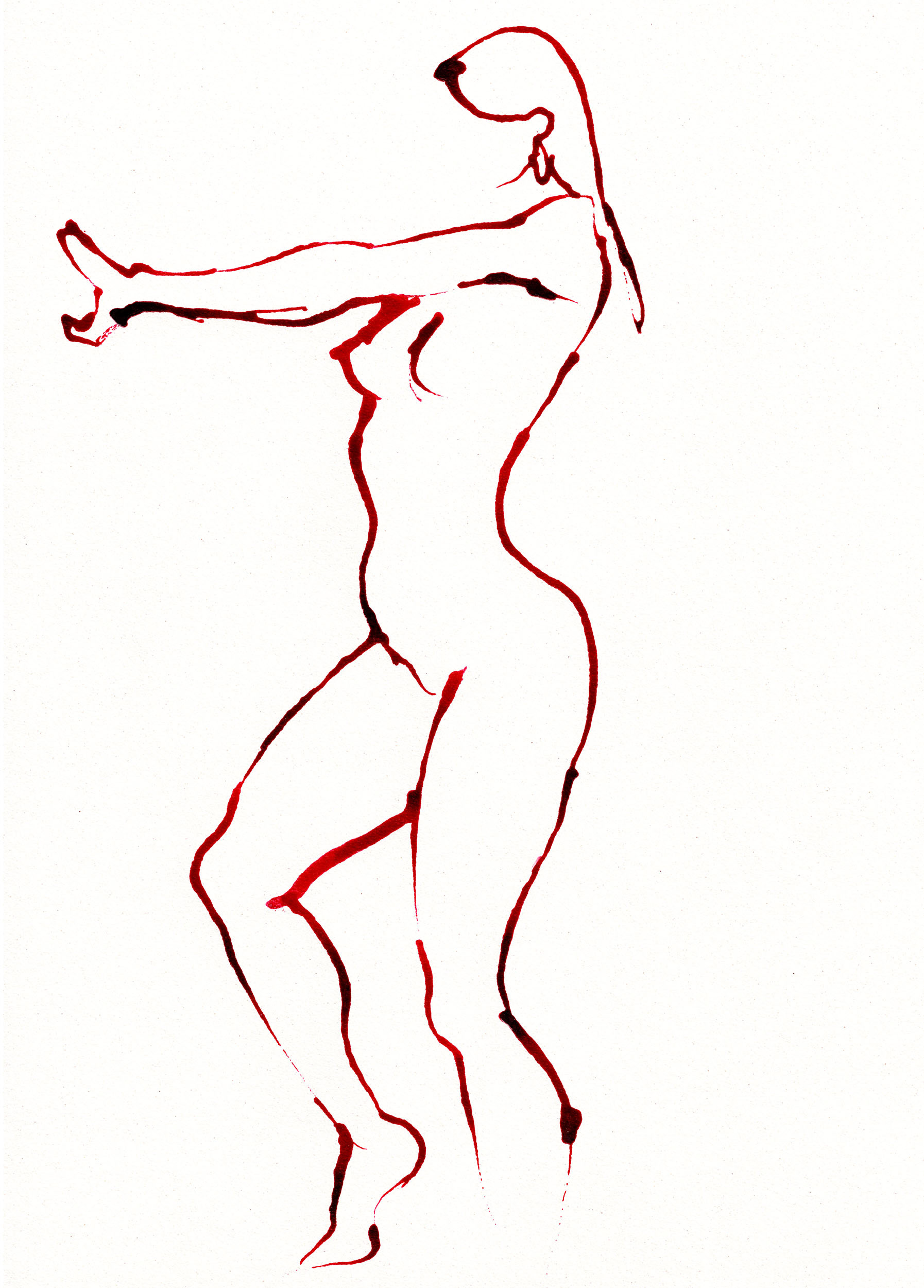 JESSICA - SHELLAC INK ON PAPER, A3, 2025