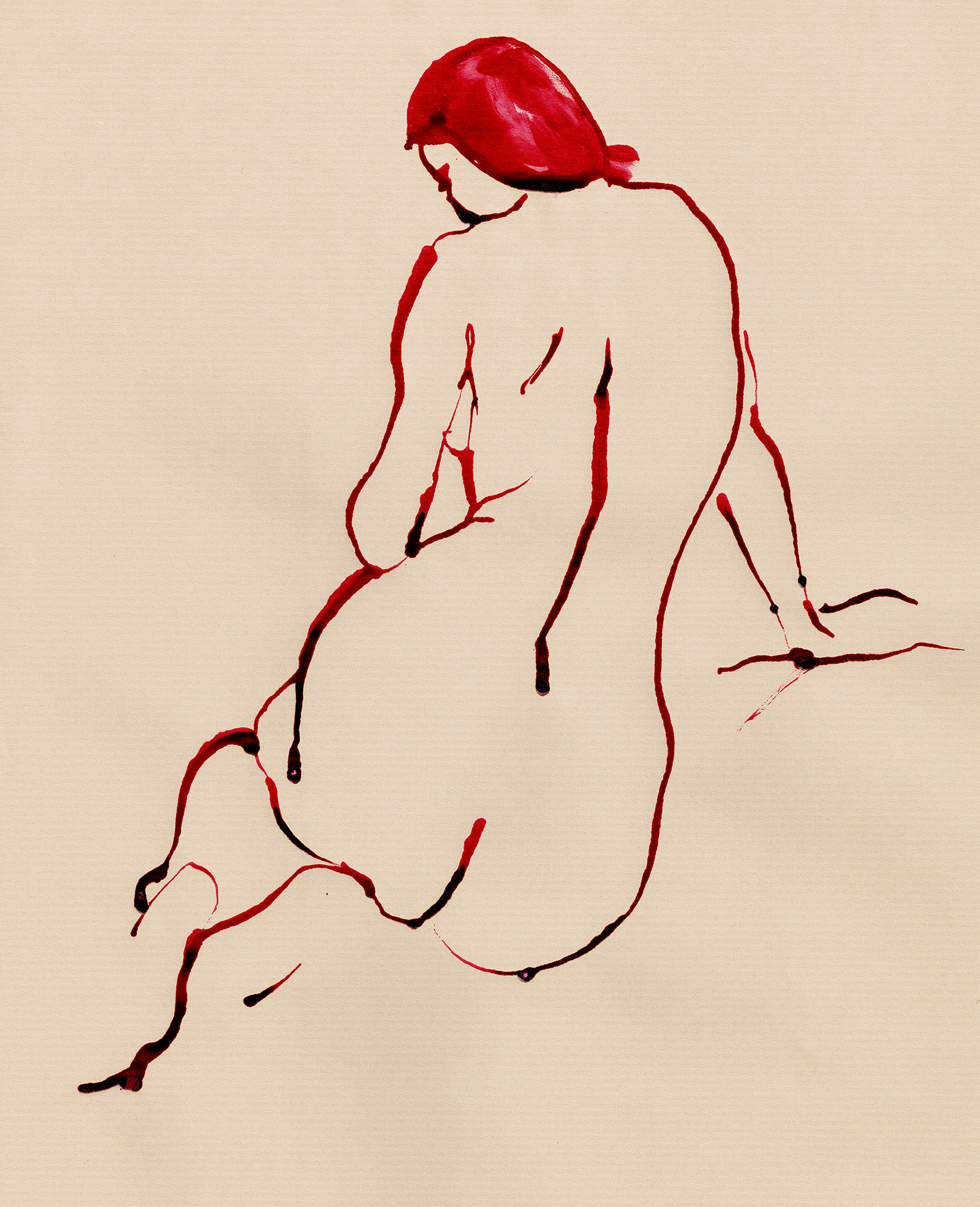 JESSICA - SHELLAC INK ON PAPER, A3, 2025