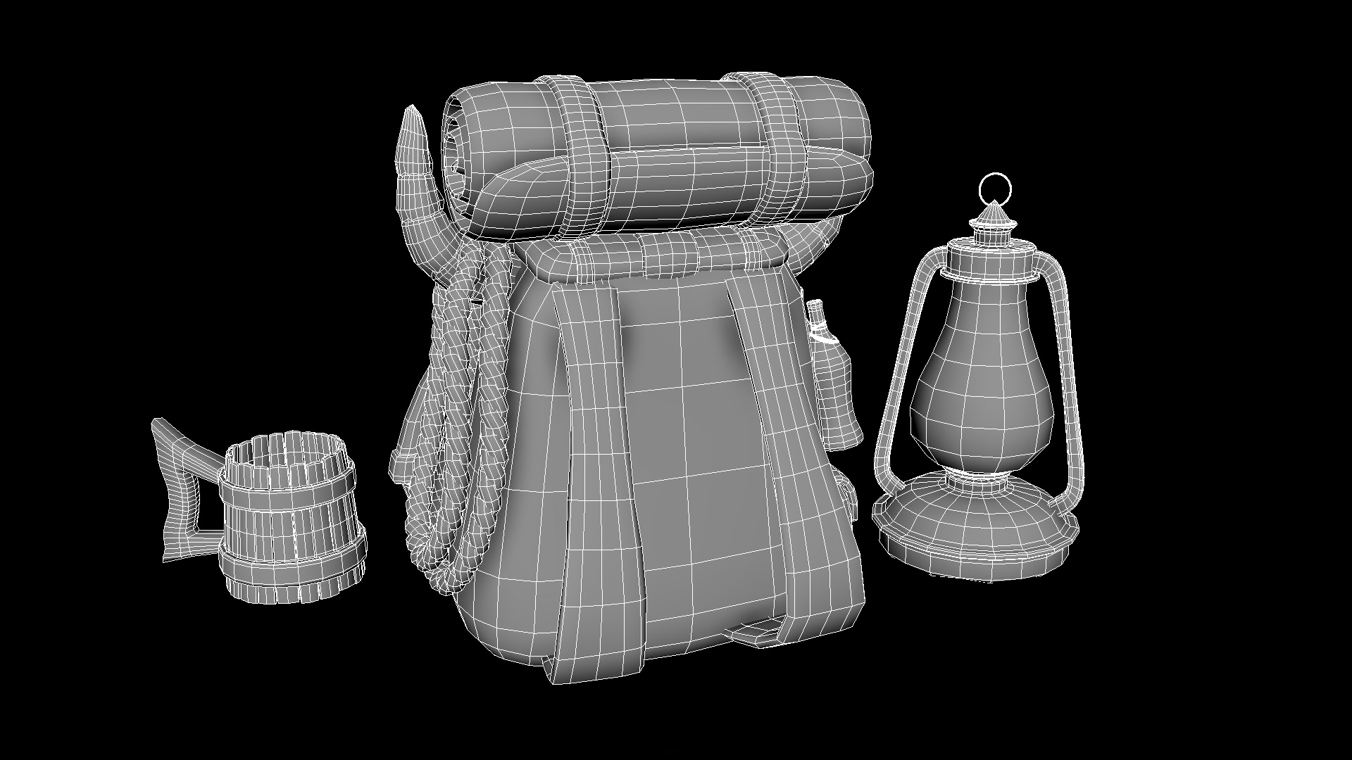low poly wireframe back