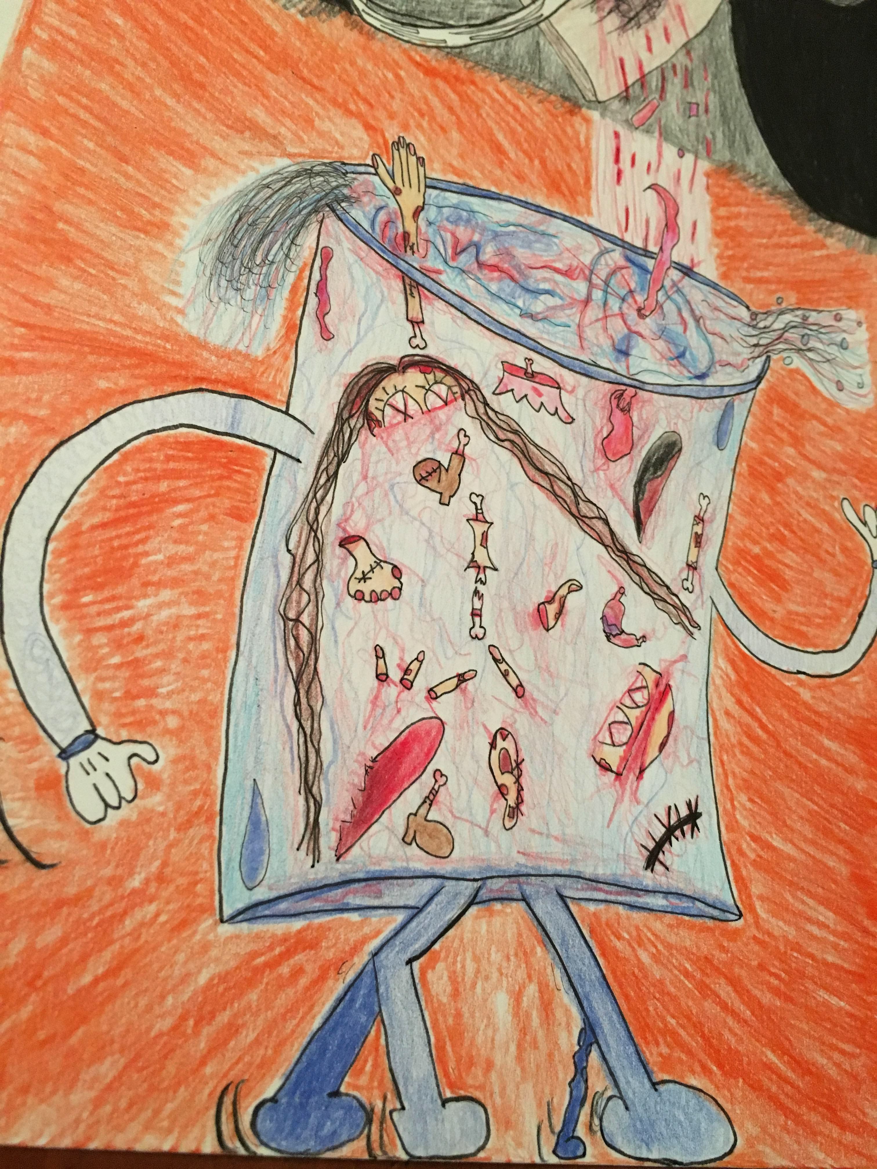 Close up of Derley in a walking glass of water