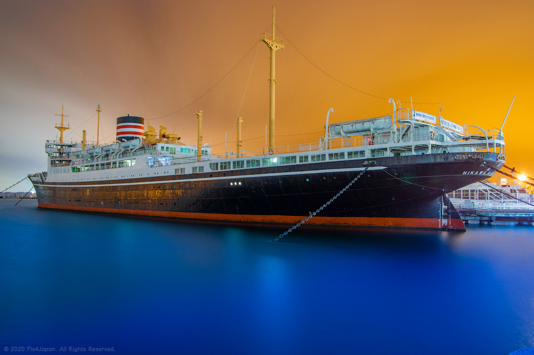 Nightscape Long Exposure of Retired Ocean Liner