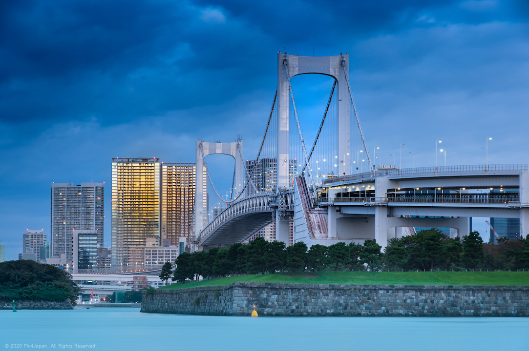 Suspension Bridge Crossing Northern Tokyo Bay