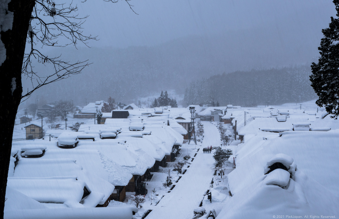 Historical Town under Blanket of Snow